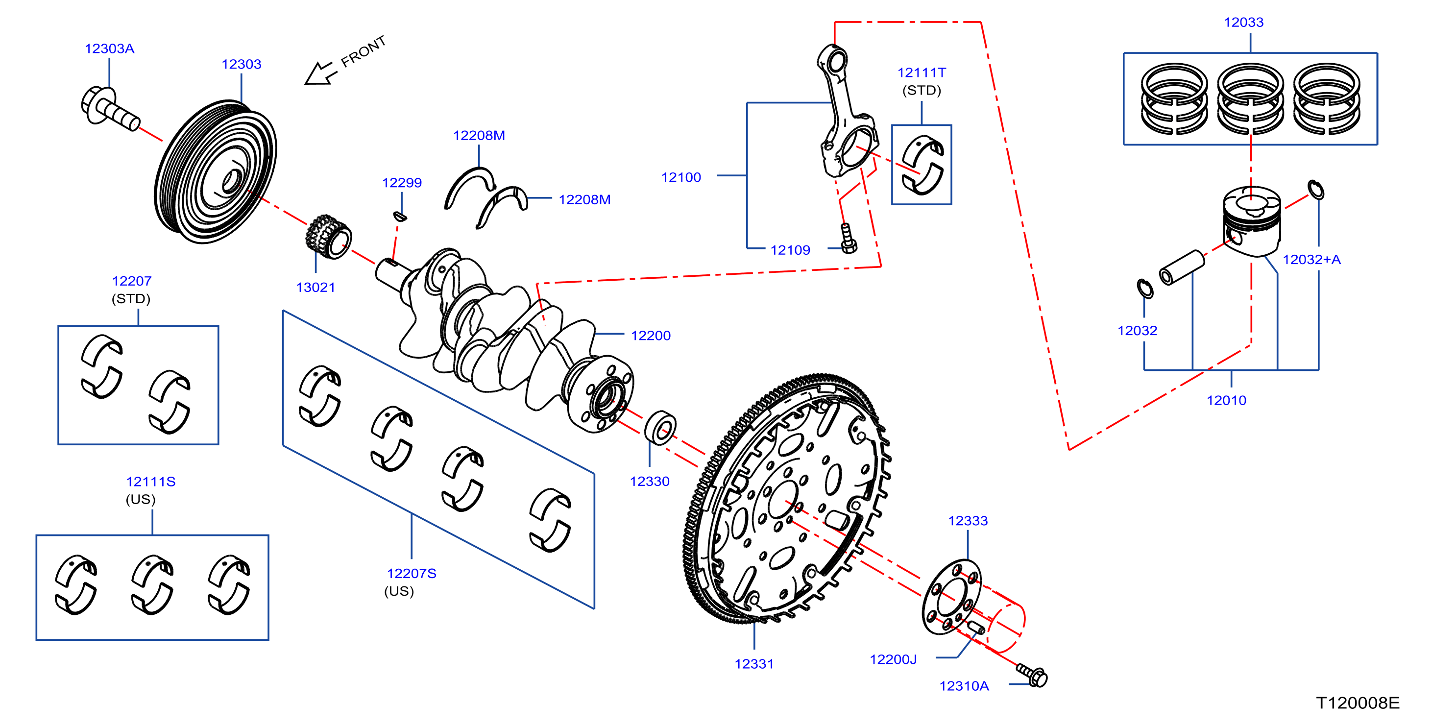 Piston Crankshaft Flywheel Illustration