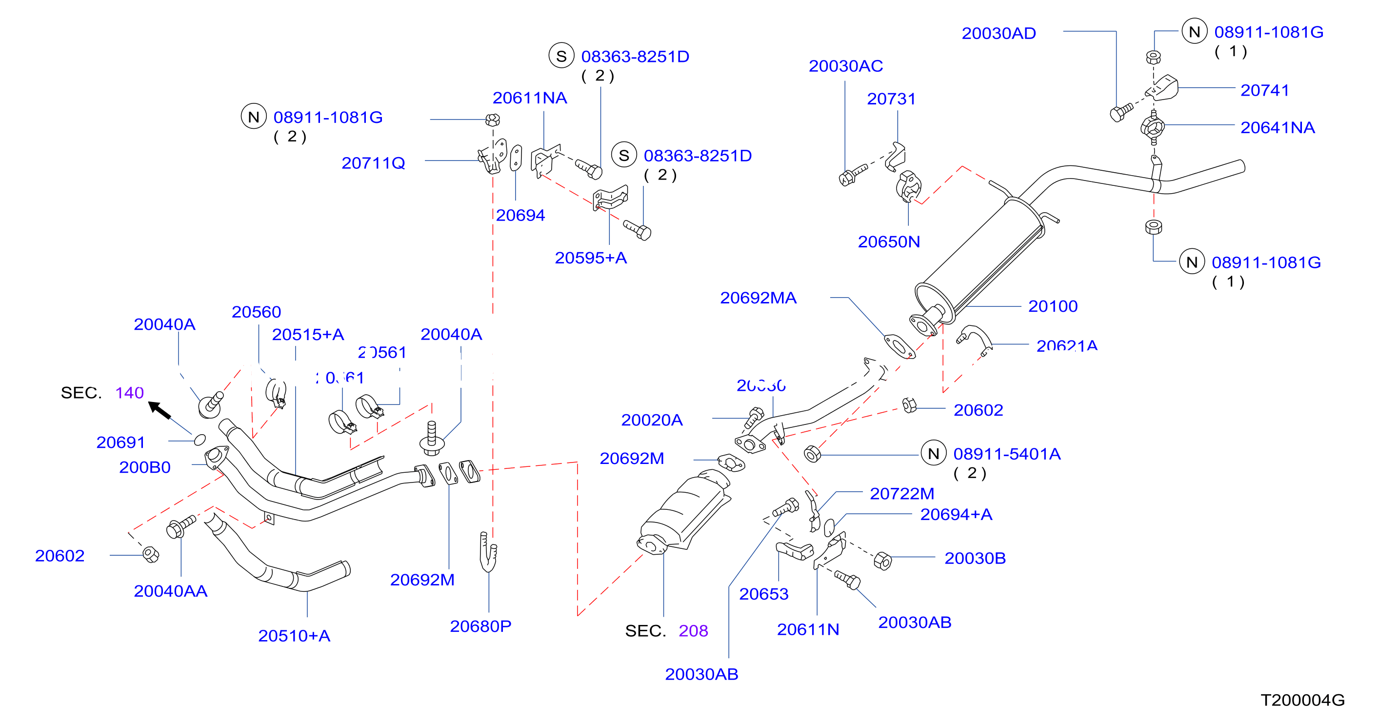 Exhaust Tube Muffler 4Wd Ka24De