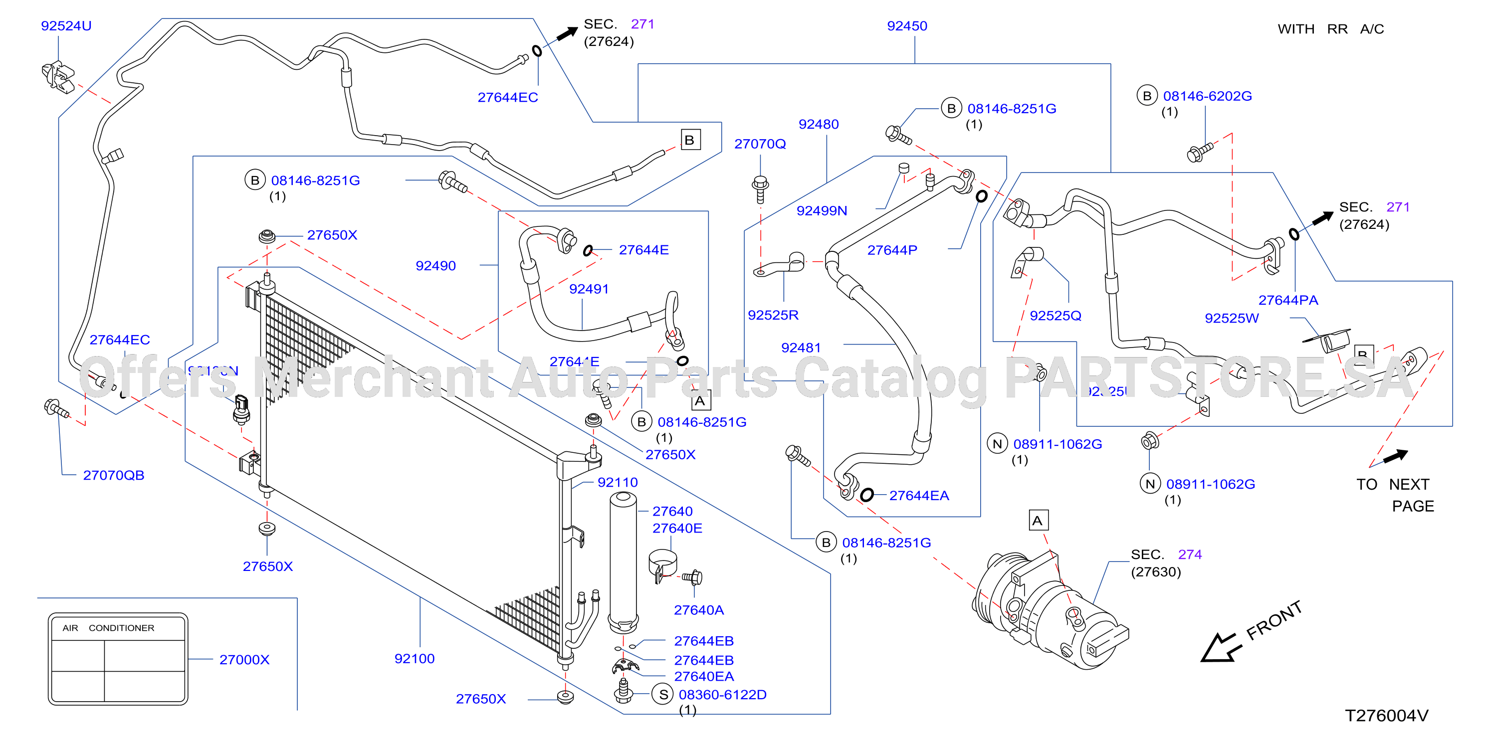 Condenser Liquid Tank Piping W / Rr A C