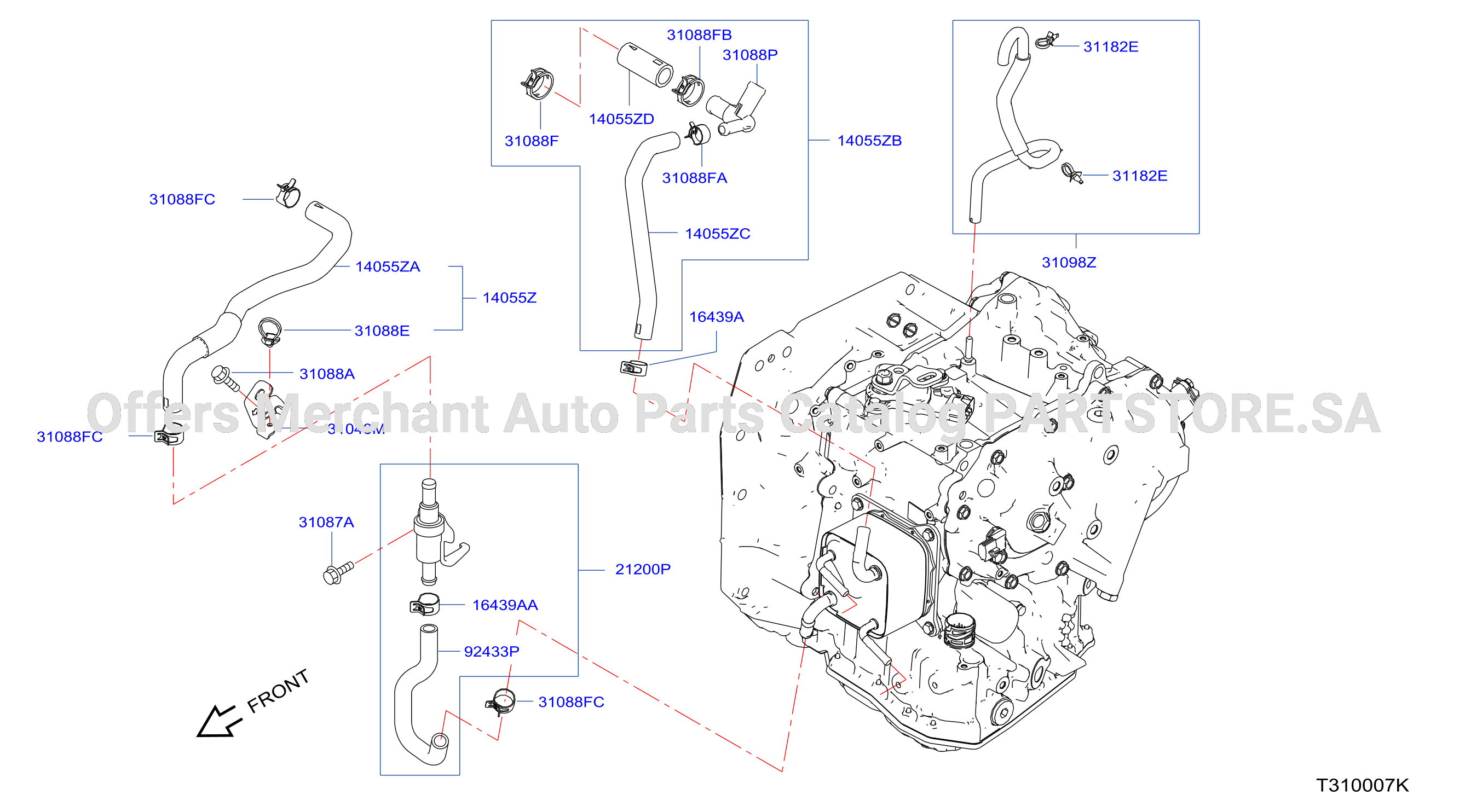 Auto Transmission Transaxle Fitting Oil Cooler Tube Parts