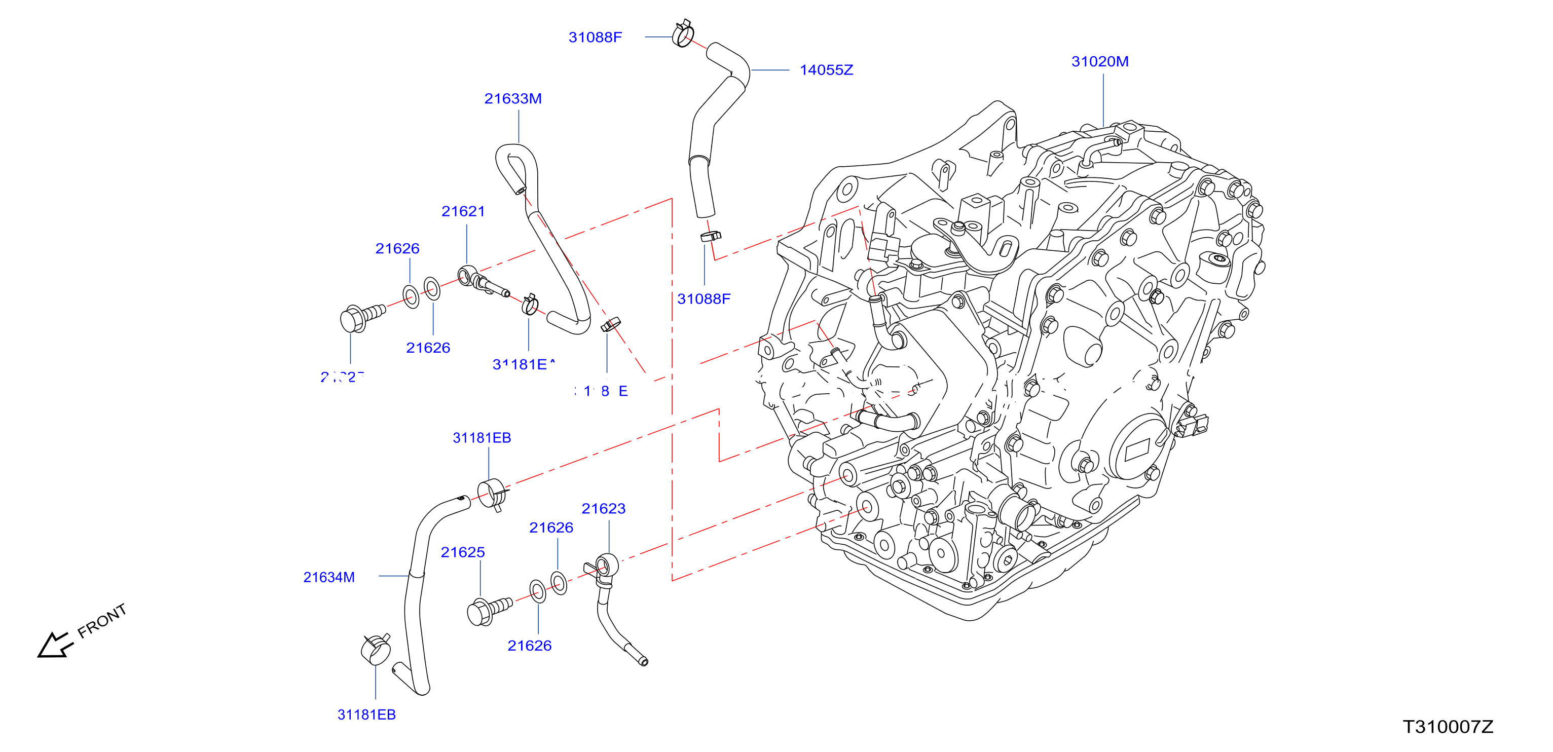Auto Transmission Transaxle Fitting Oil Cooler Tube Parts