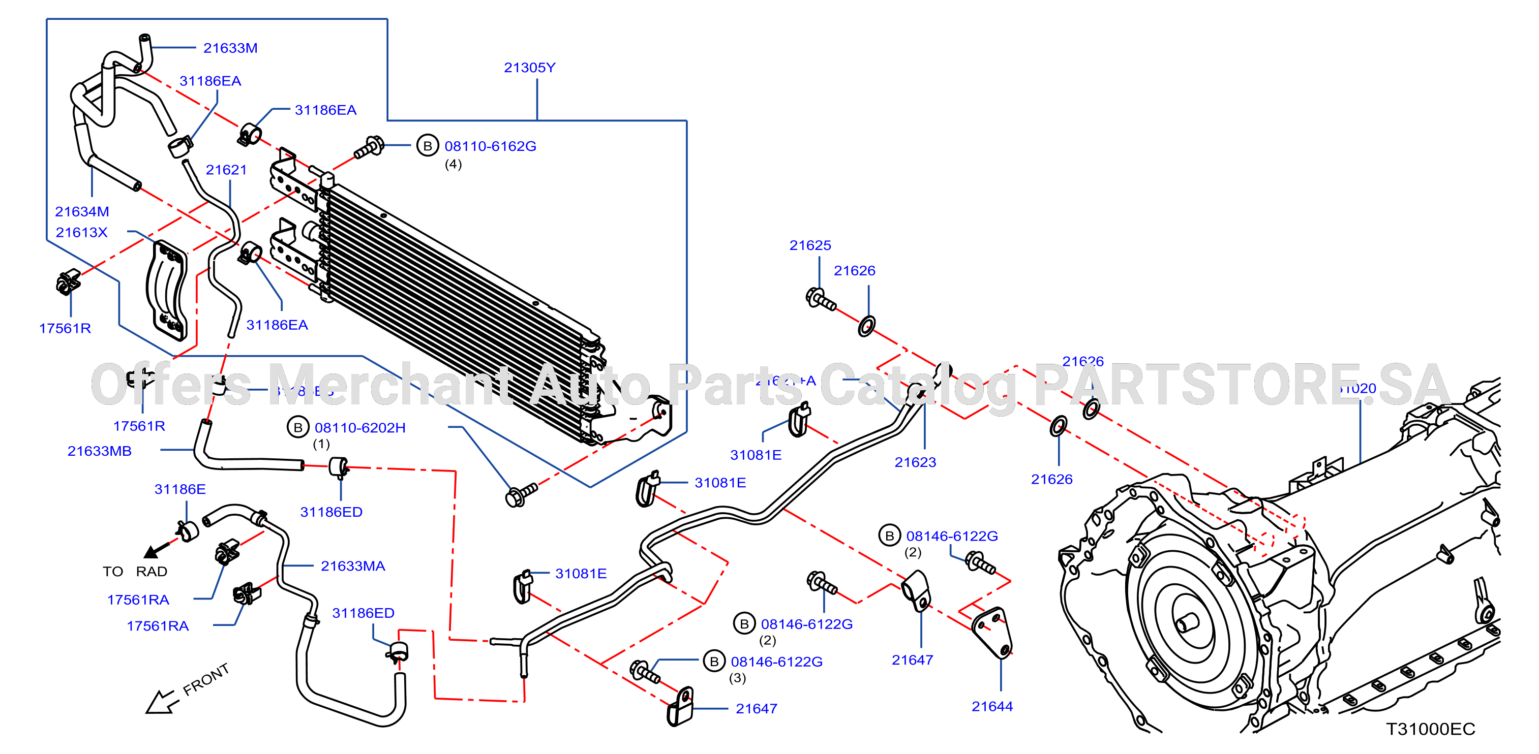 Auto Transmission Transaxle Fitting Oil Cooler Tube Parts