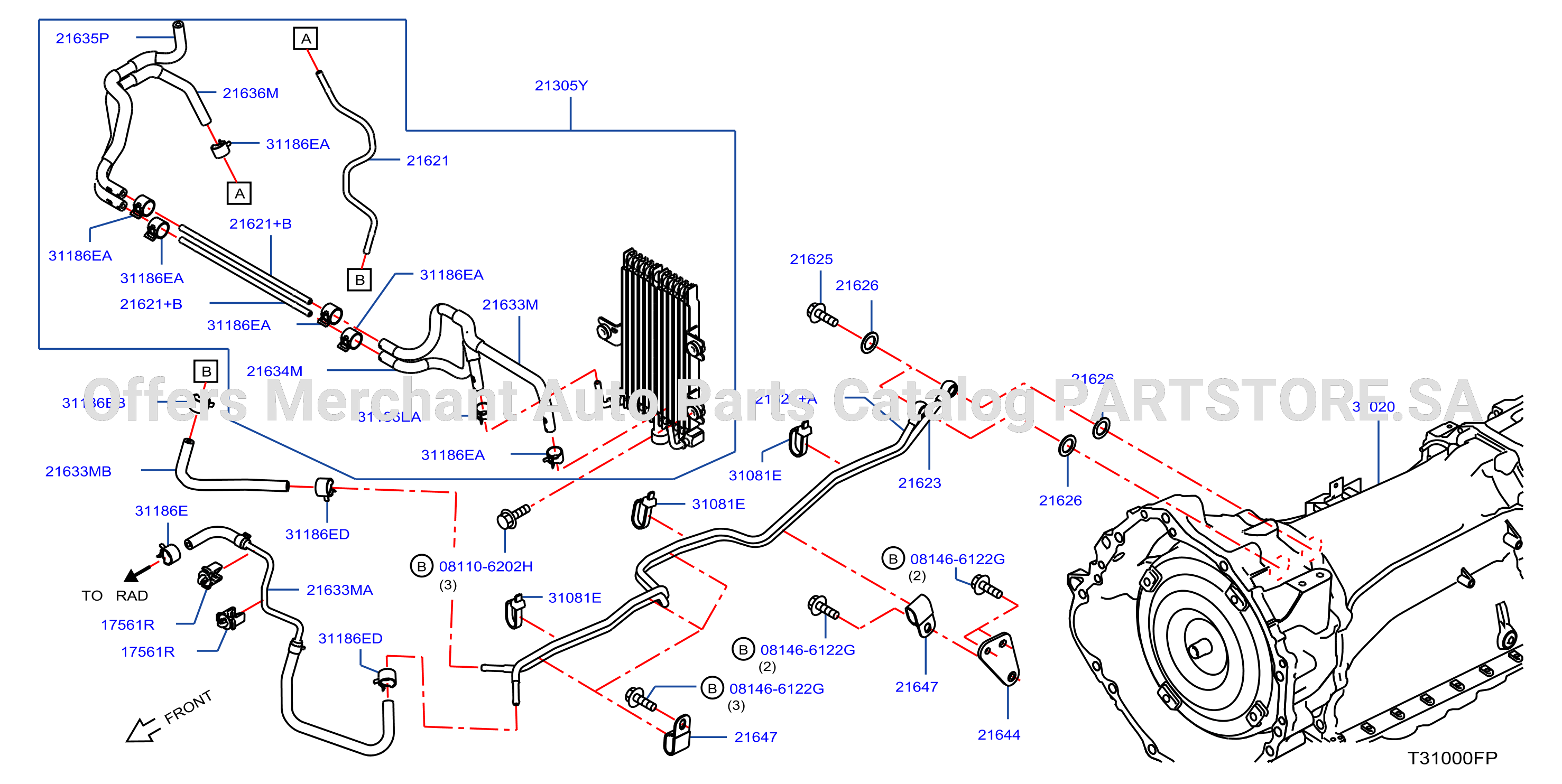 Auto Transmission Transaxle Fitting Oil Cooler Tube Parts