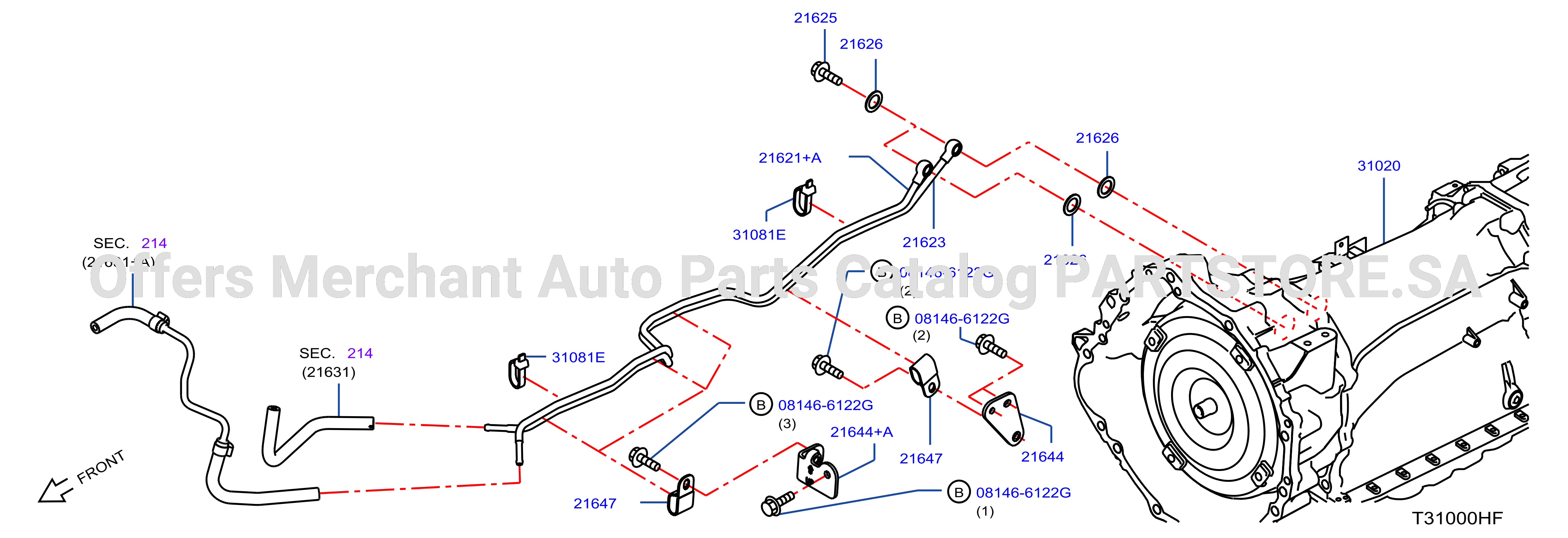 Auto Transmission Transaxle Fitting Oil Cooler Tube Parts Except Agt
