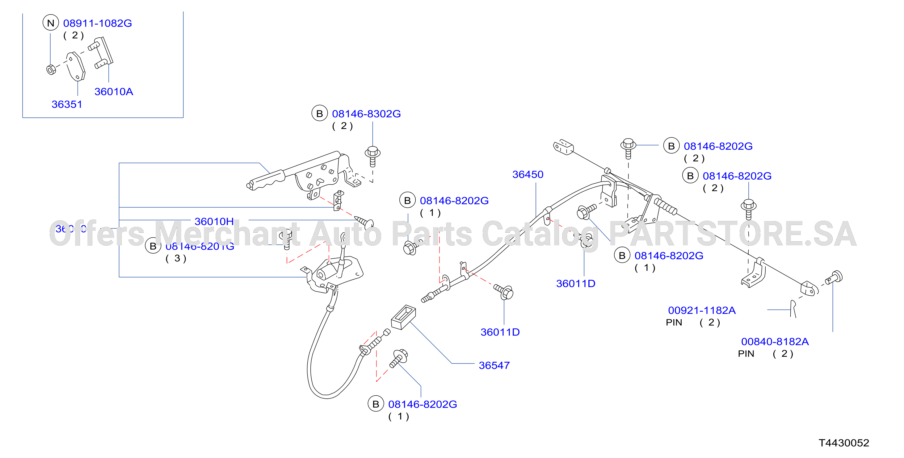 Parking Brake Control Center Lever