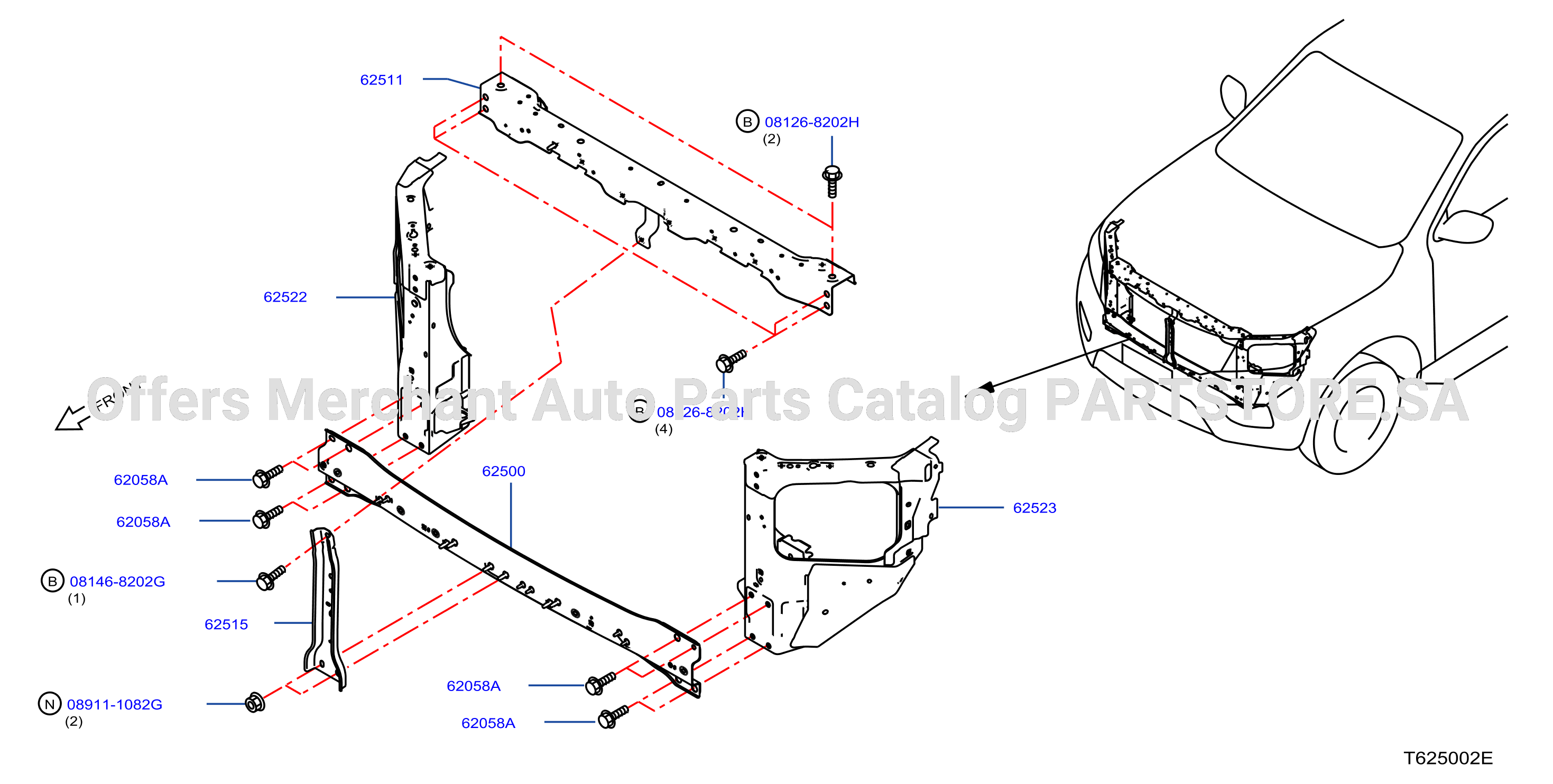 Front Apron Radiator Core Support