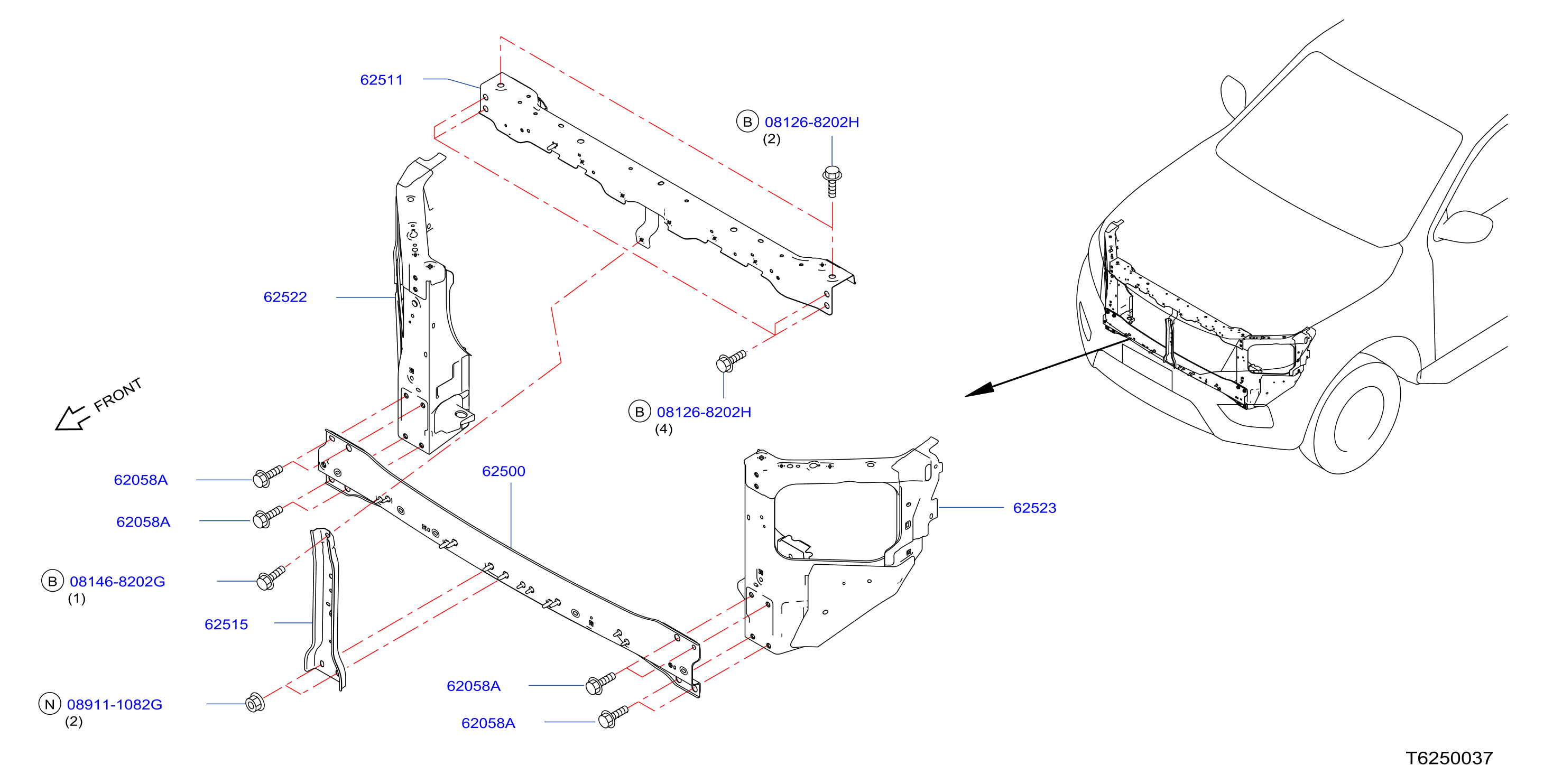 Front Apron Radiator Core Support