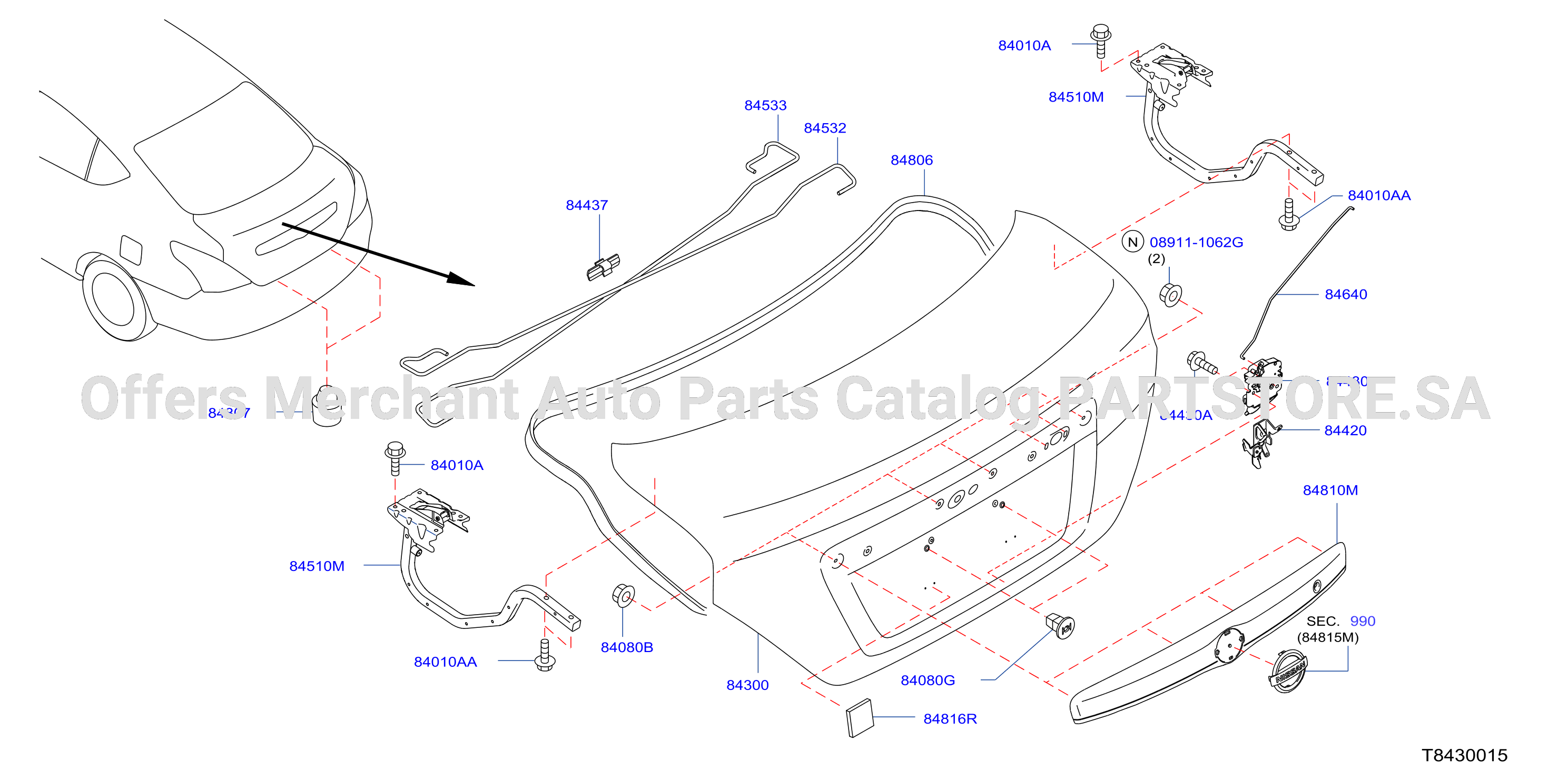 Trunk Lid Fitting For Latin America