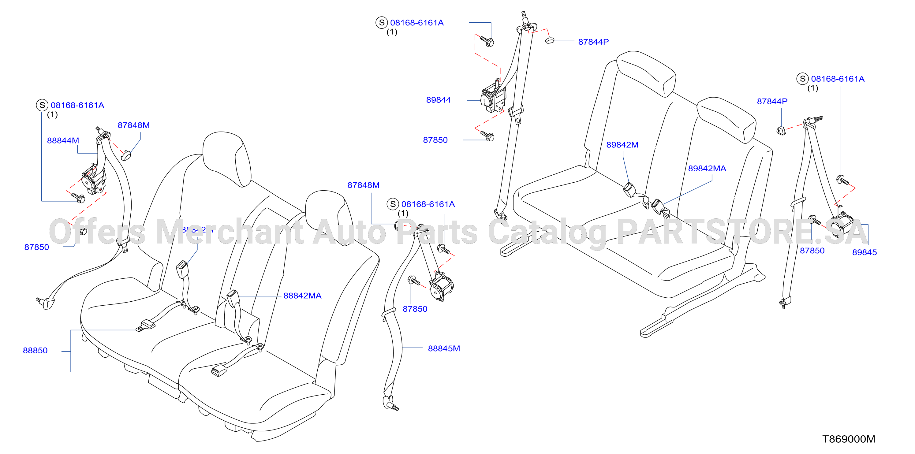 Rear Seat Belt 2Nd 3Rd