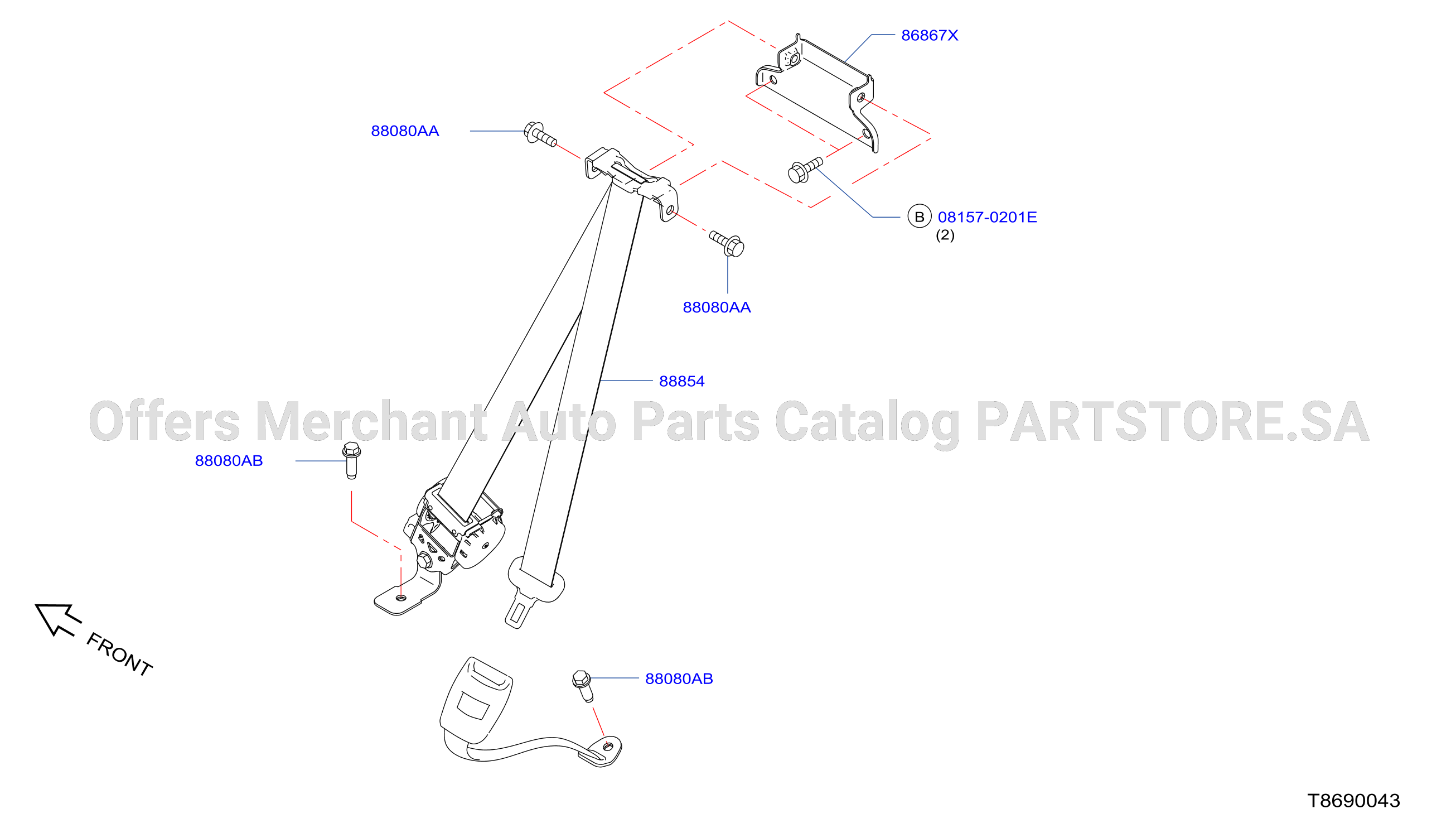 Rear Seat Belt D Cab Ctr 3Point