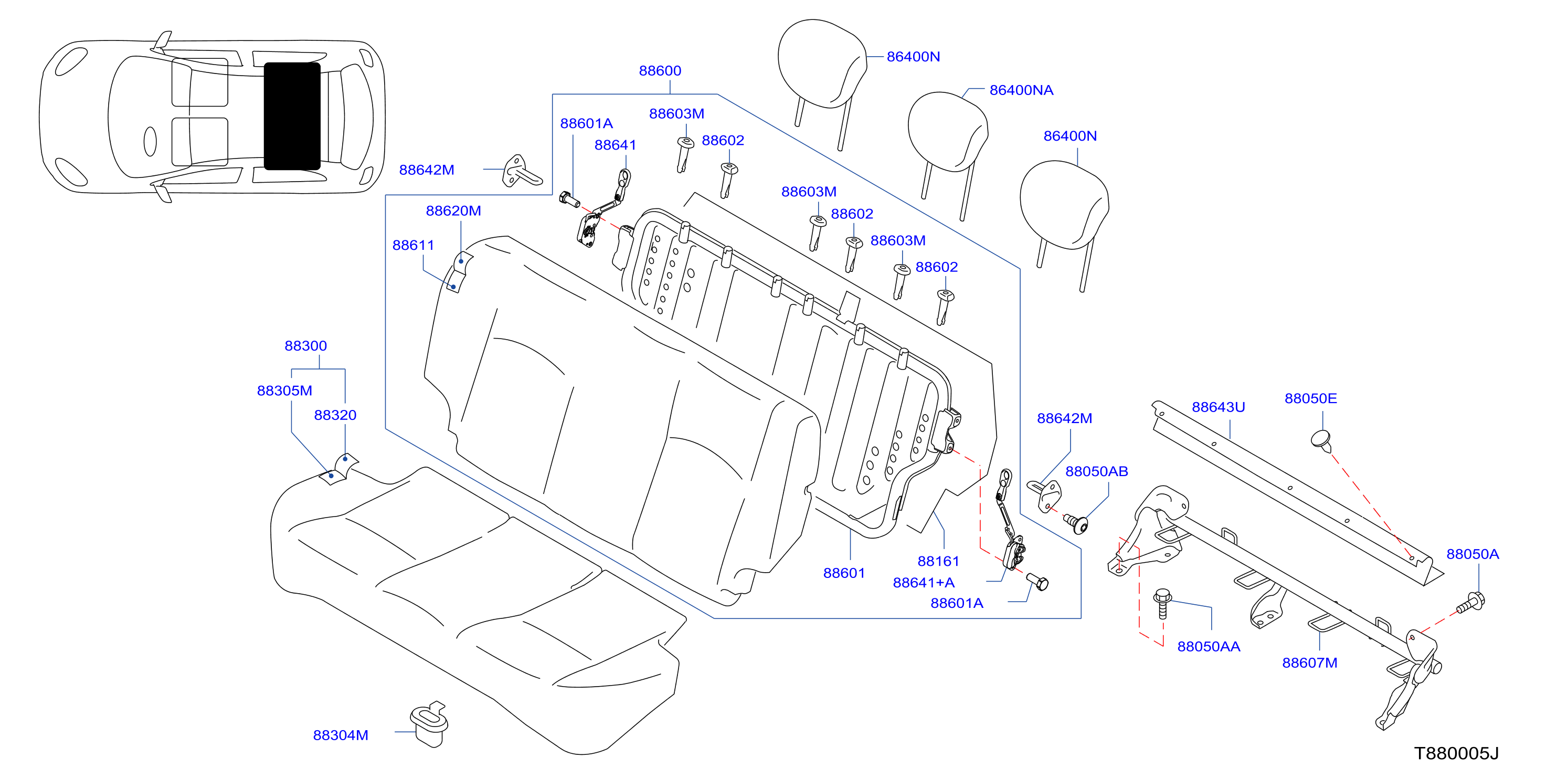 Rear Seat Bench W / Hrst