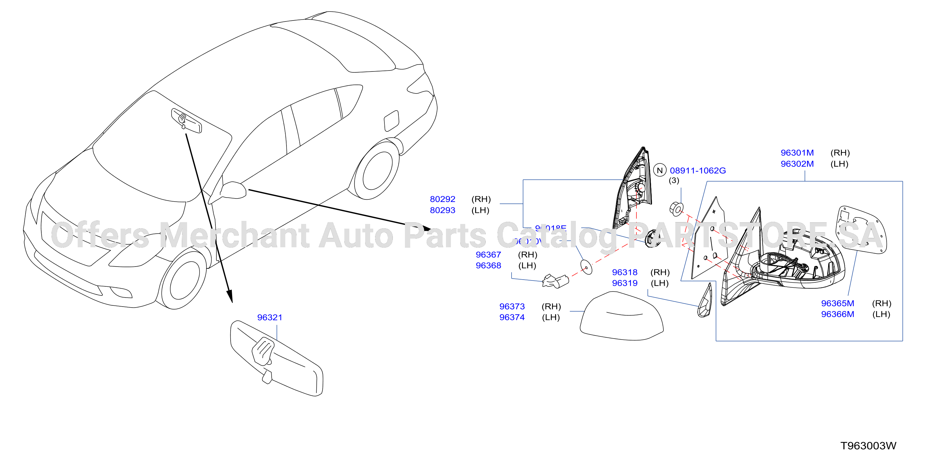 Rear View Mirror Manual Fold Lever Control