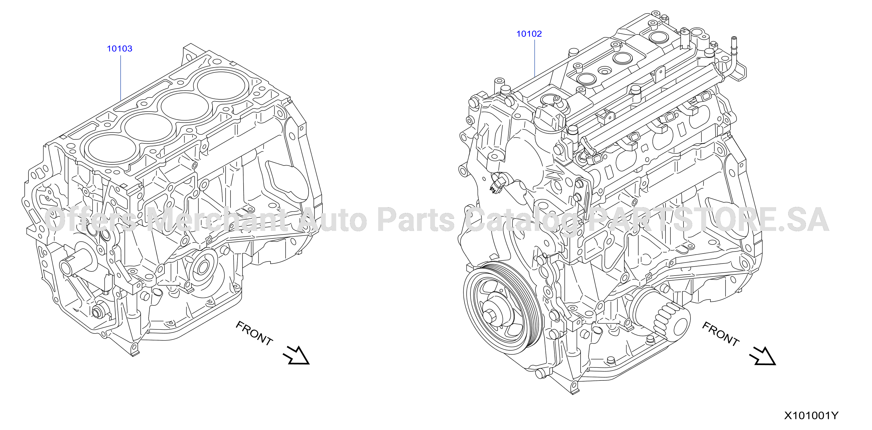 Bare Short Engine Assembly