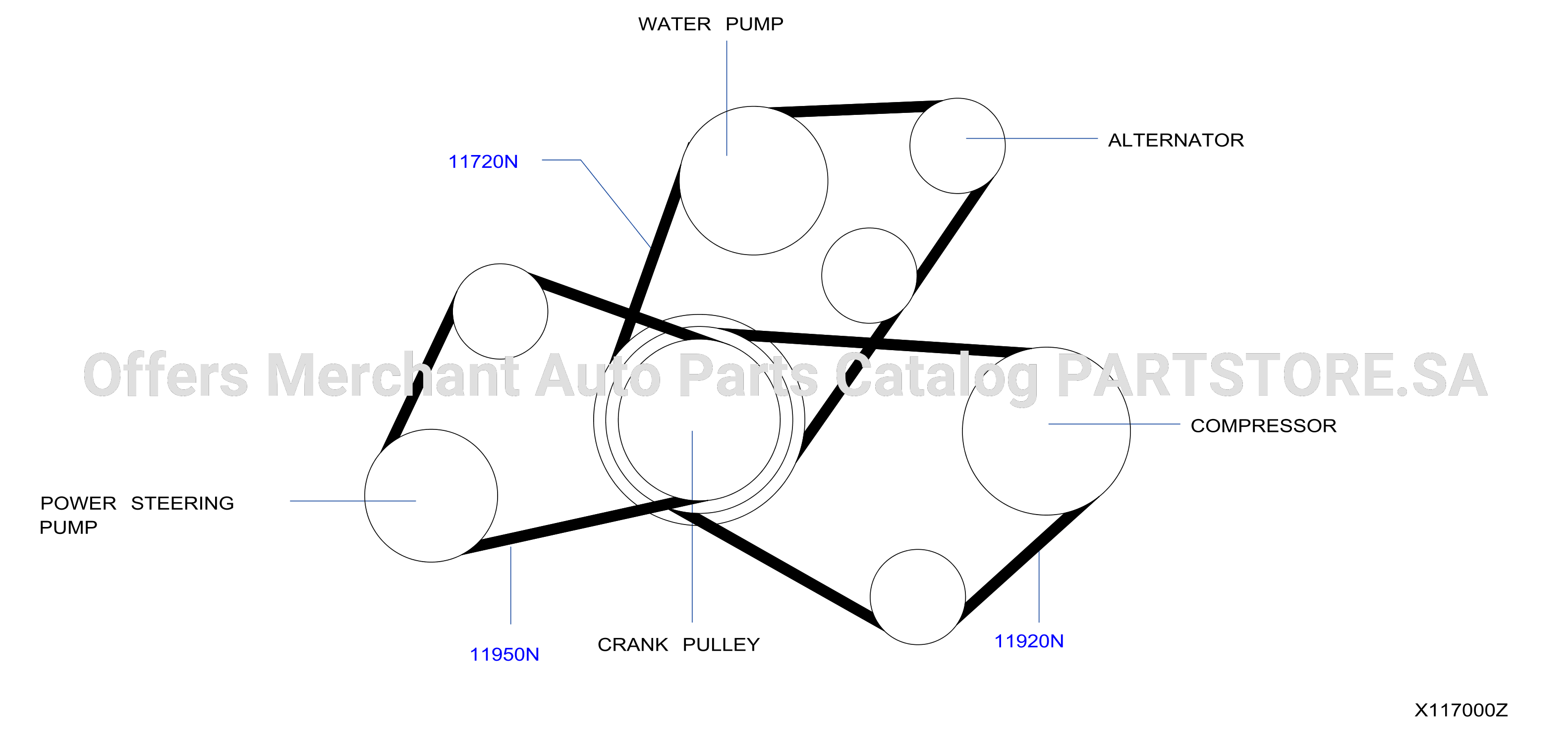 Fan Compressor Power Steering Belt