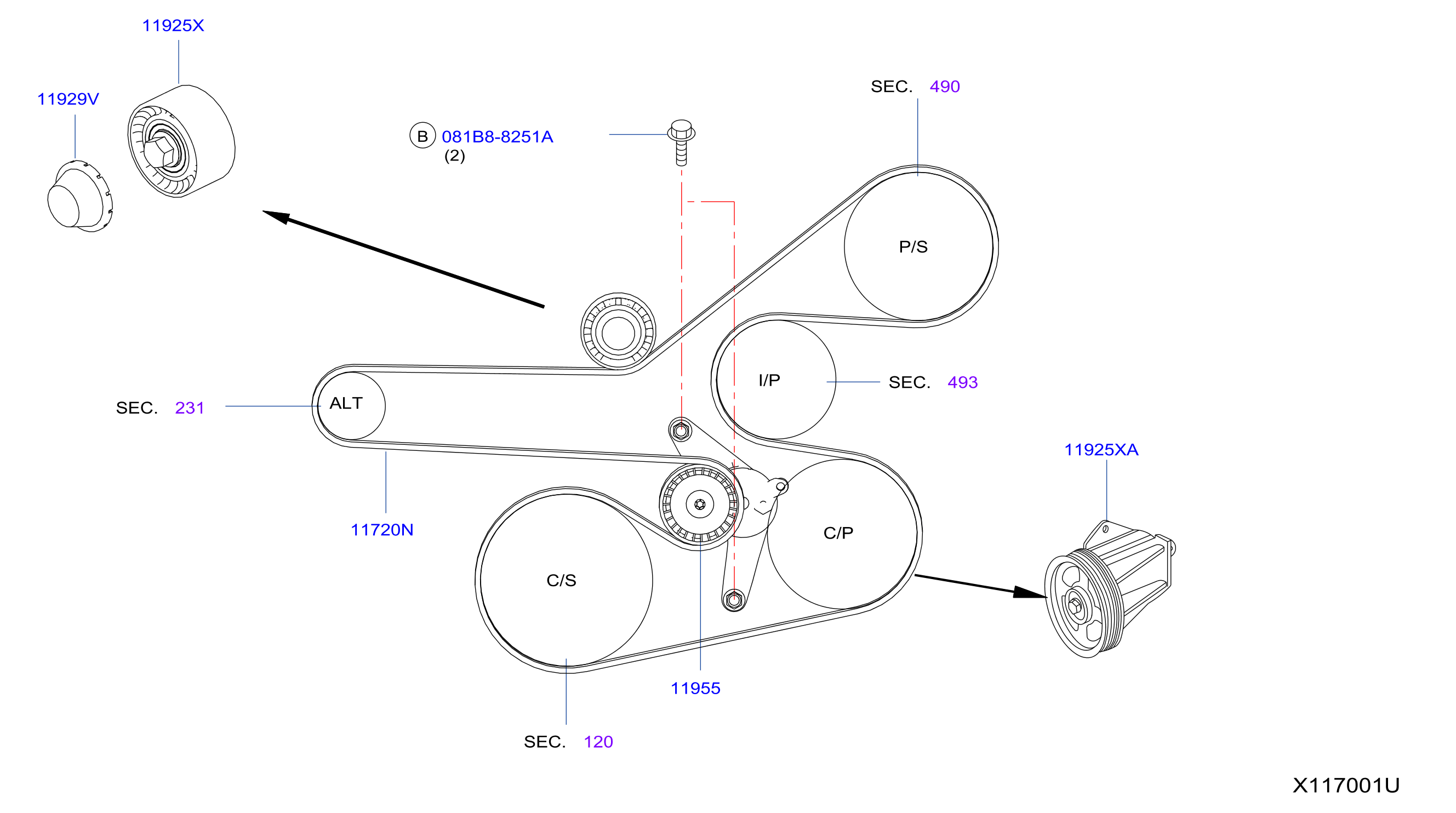Fan Compressor Power Steering Belt