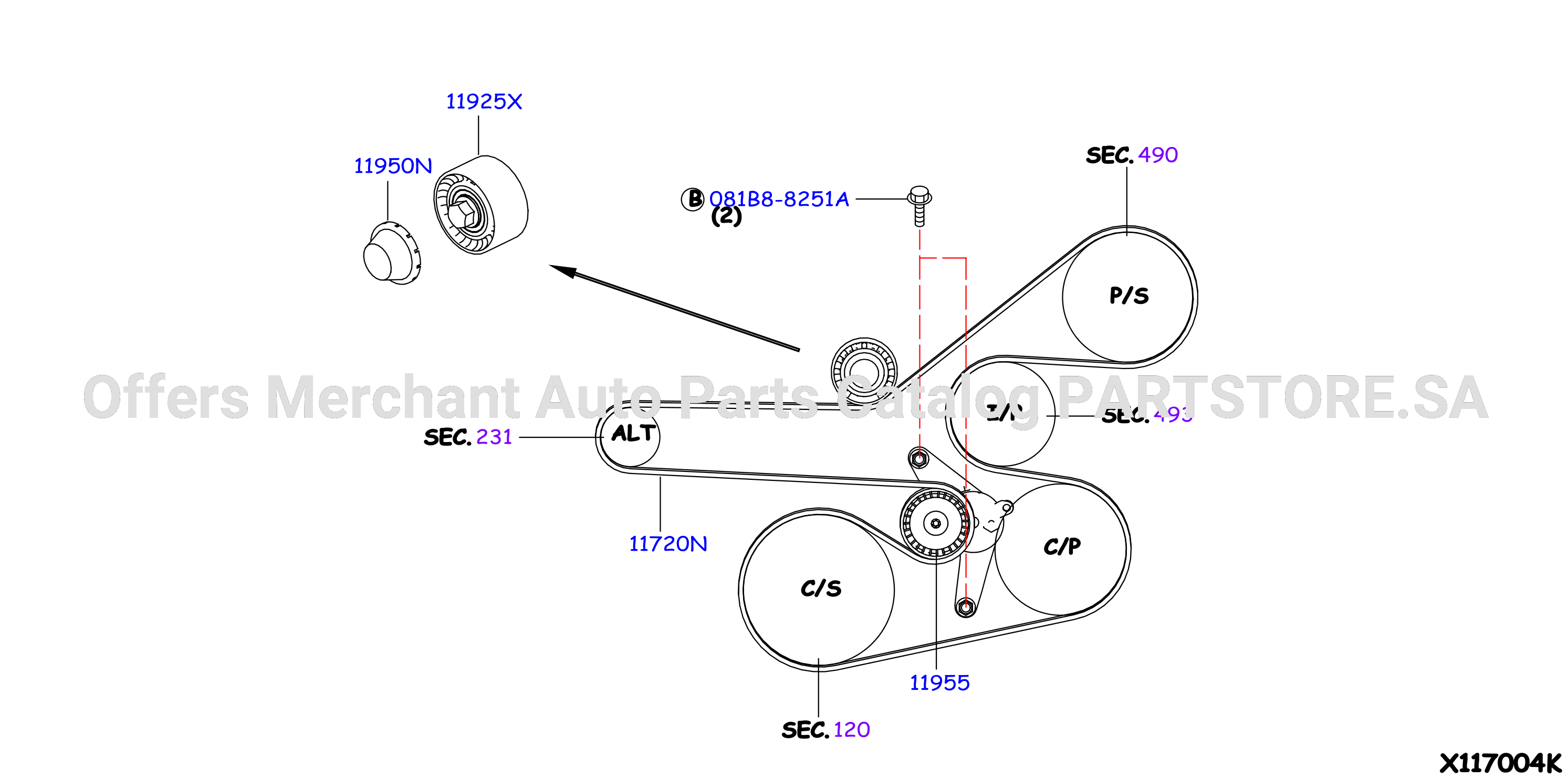 Fan Compressor Power Steering Belt