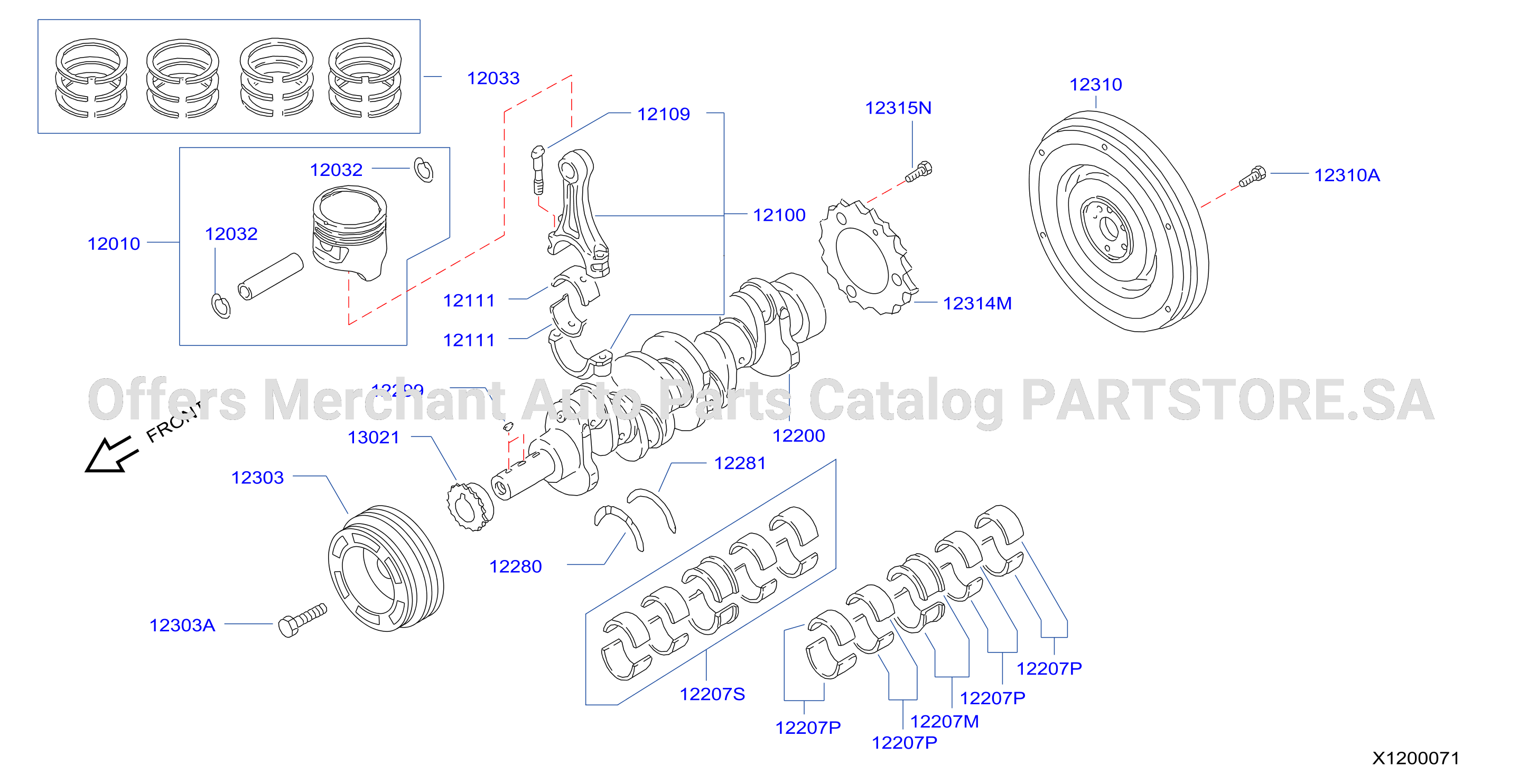 Piston Crankshaft Flywheel Illustration