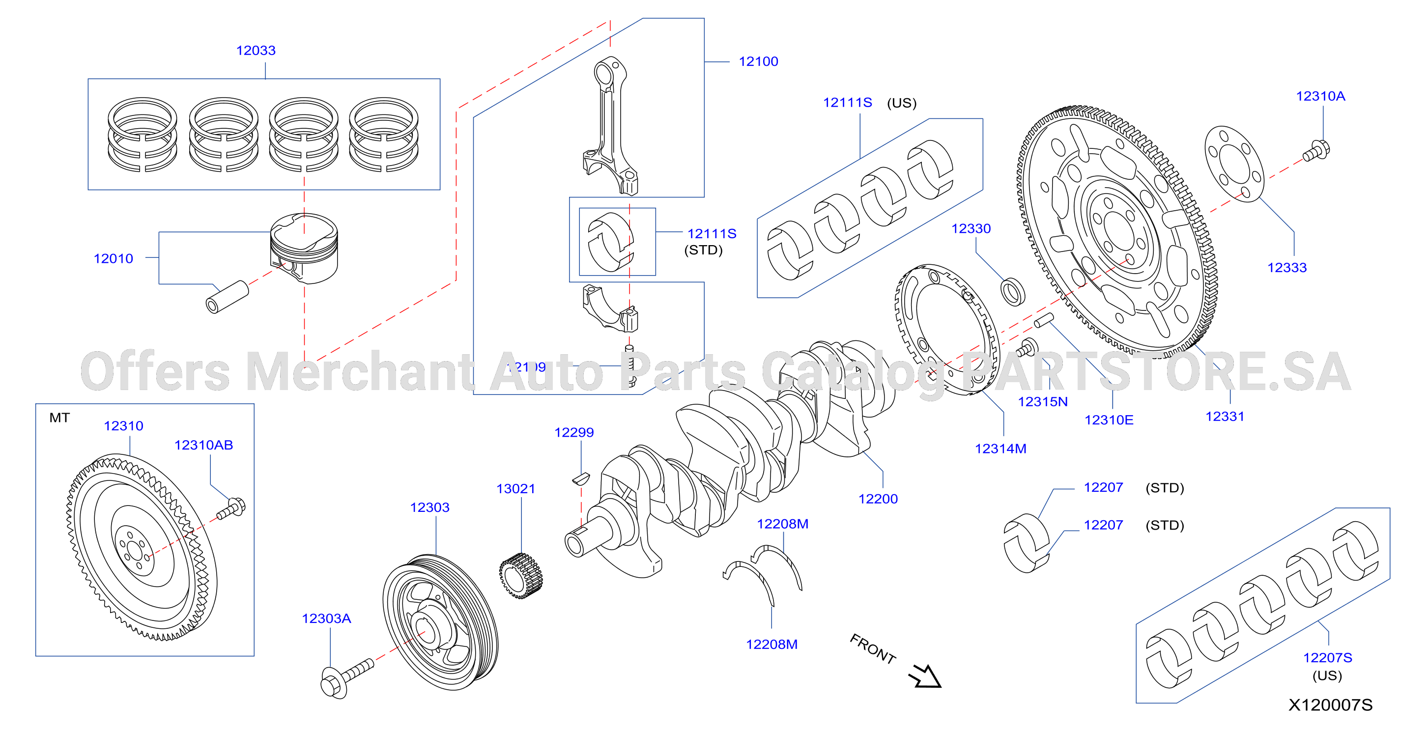 Piston Crankshaft Flywheel Illustration