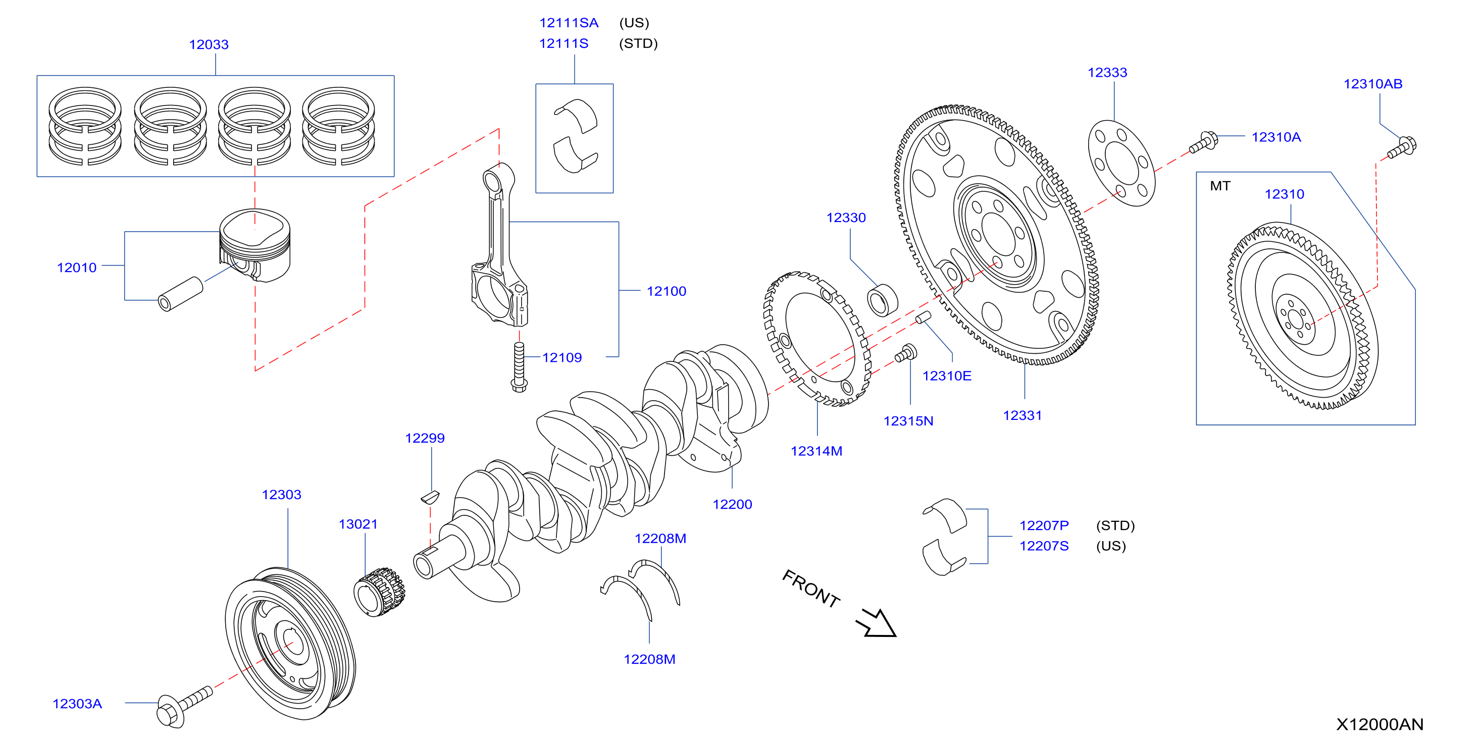 Piston Crankshaft Flywheel Illustration