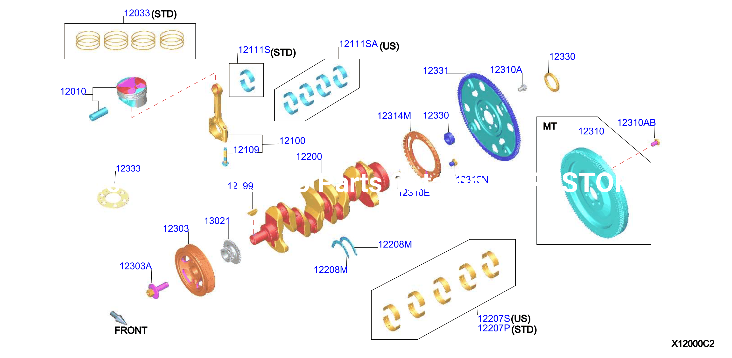 Piston Crankshaft Flywheel Illustration