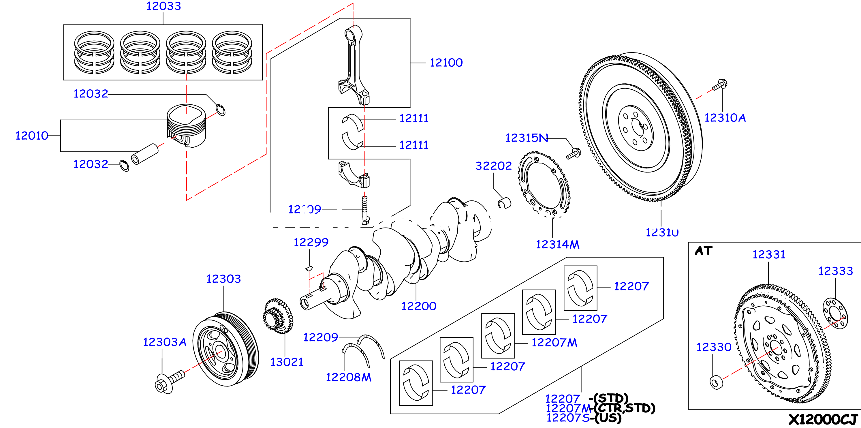Piston Crankshaft Flywheel Piston Crankshaft Flywheel