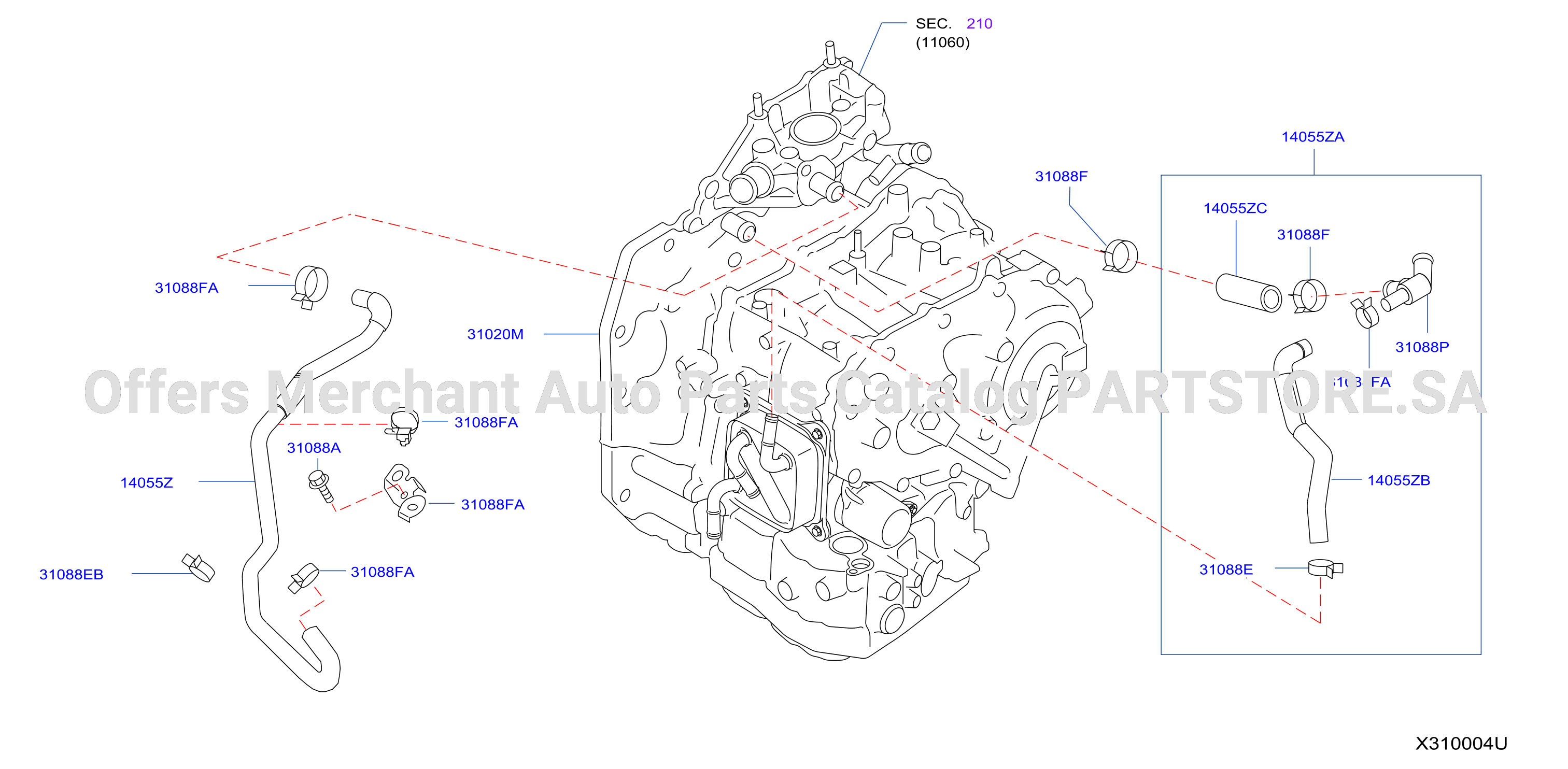 Auto Transmission Transaxle Fitting Oil Cooler Tube Parts