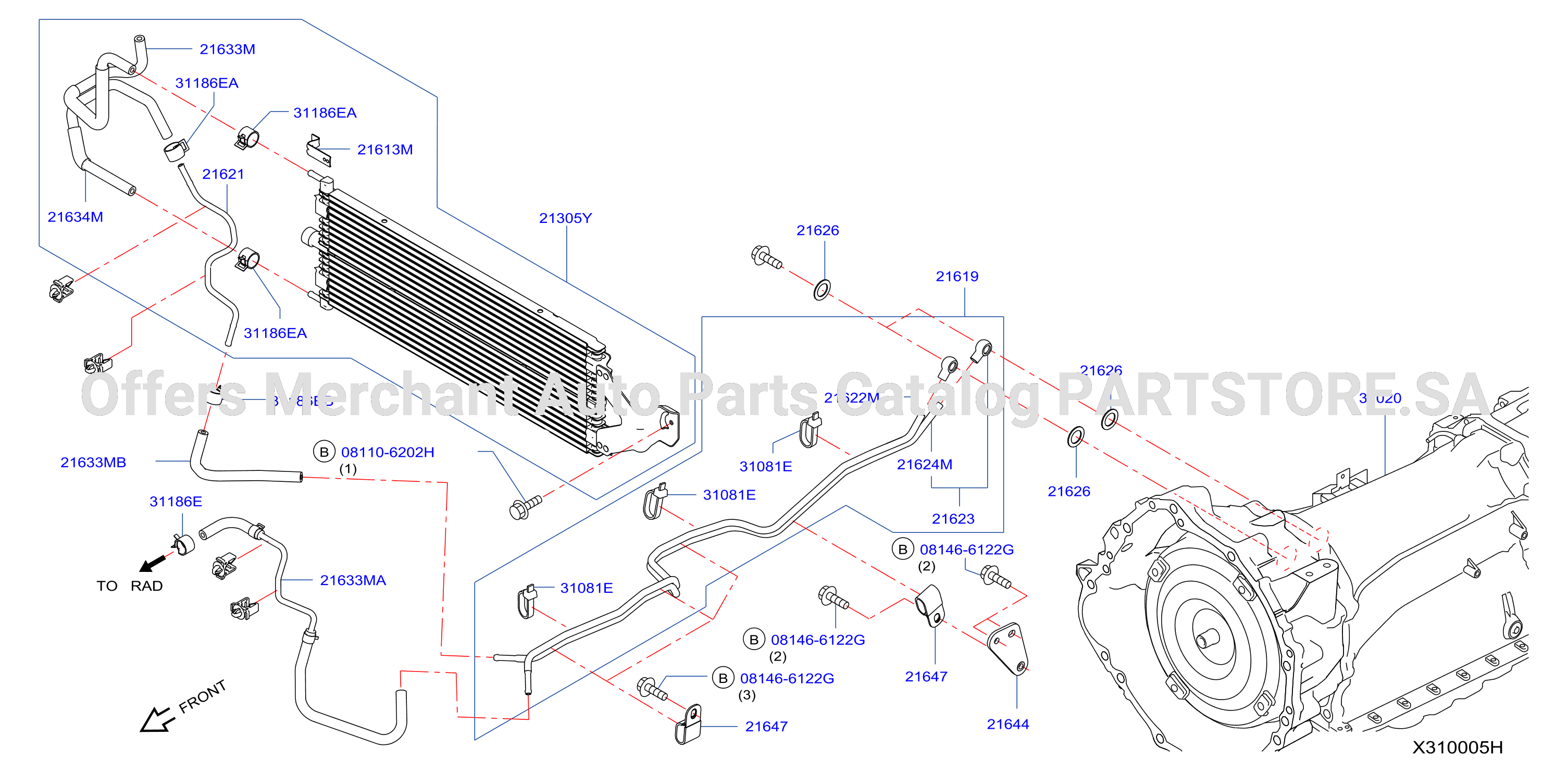 Auto Transmission Transaxle Fitting Oil Cooler Tube Parts
