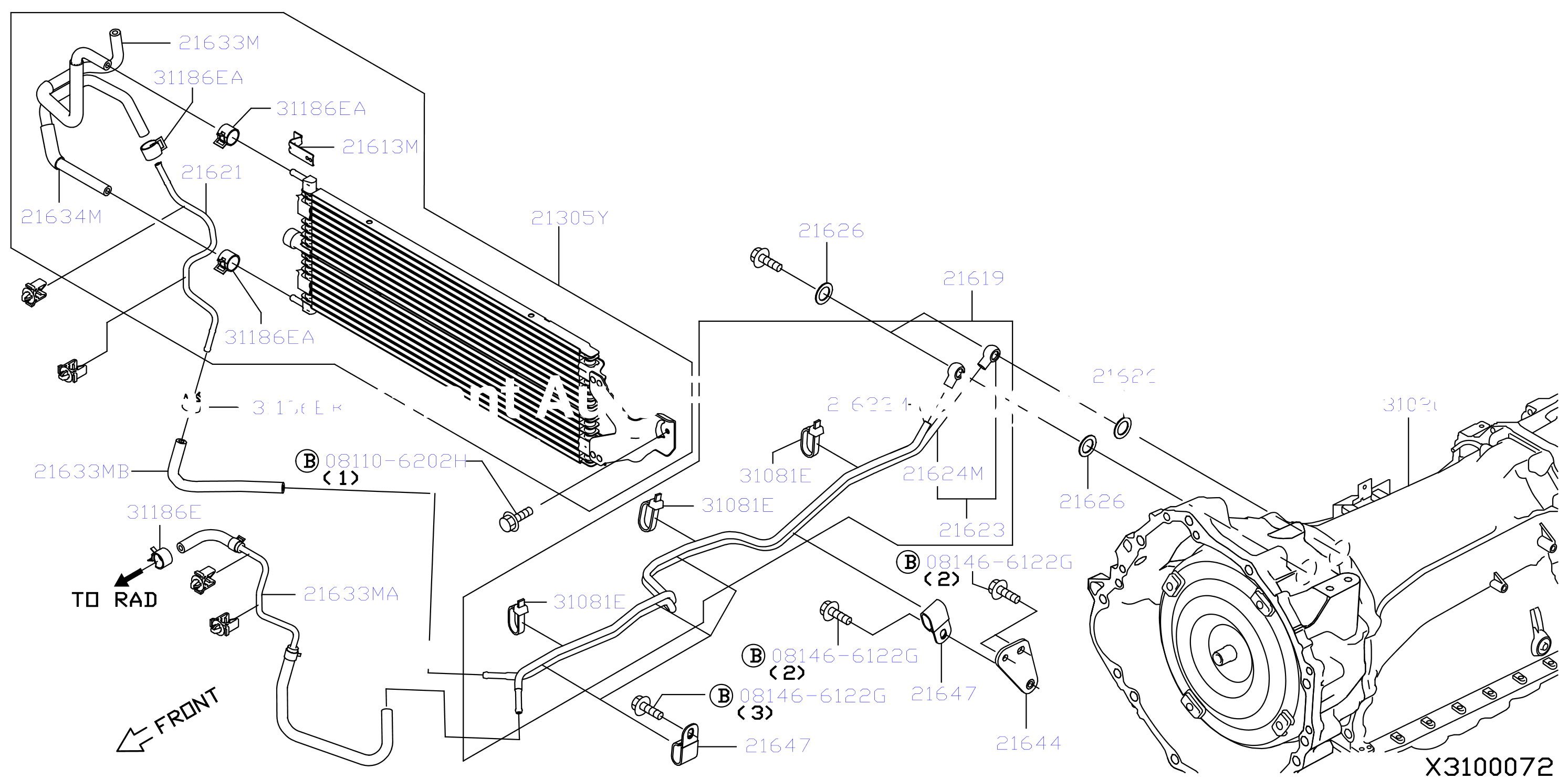 Auto Transmission Transaxle Fitting Oil Cooler Tube Parts