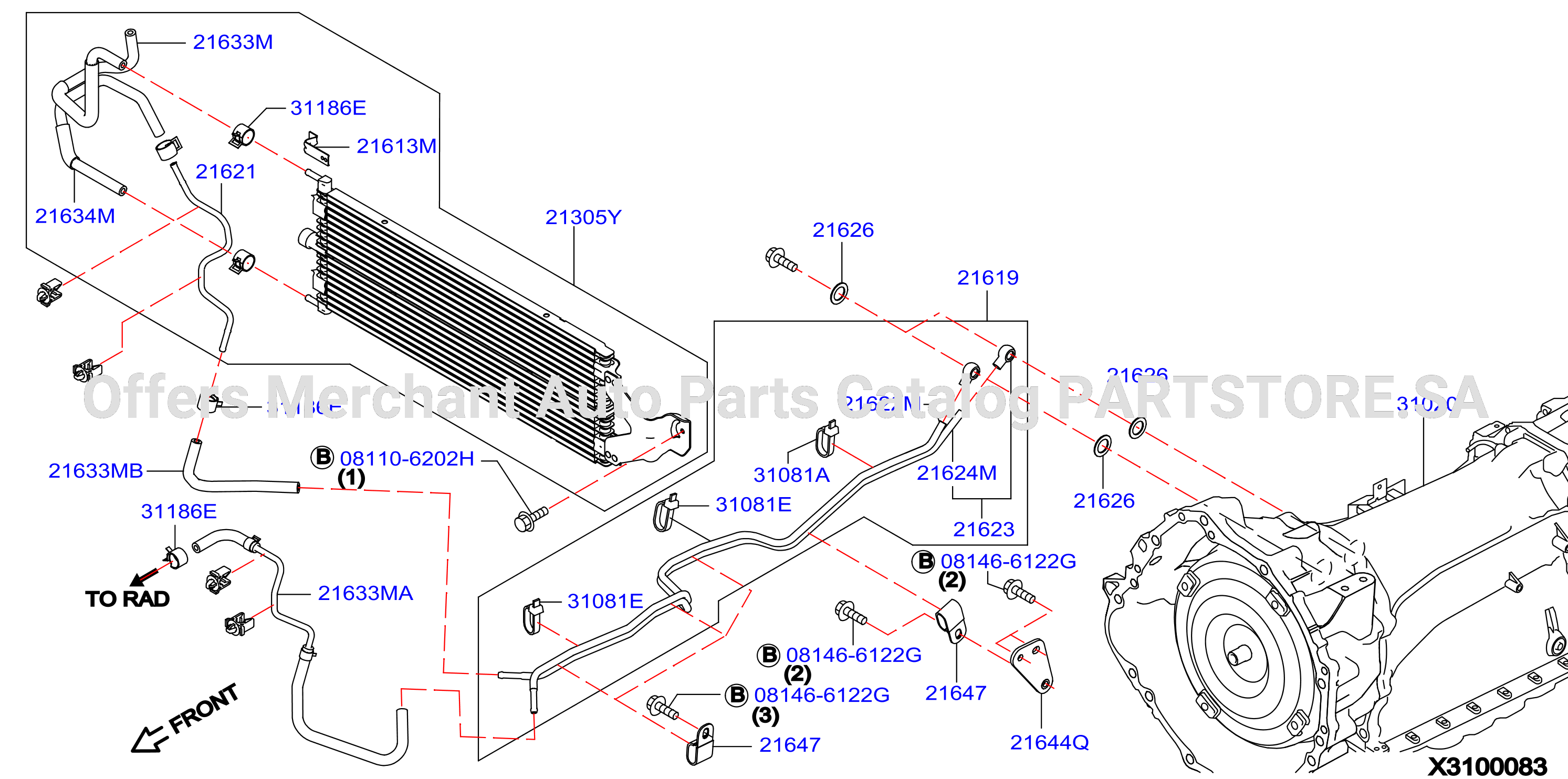Auto Transmission Transaxle Fitting Oil Cooler Tube Parts