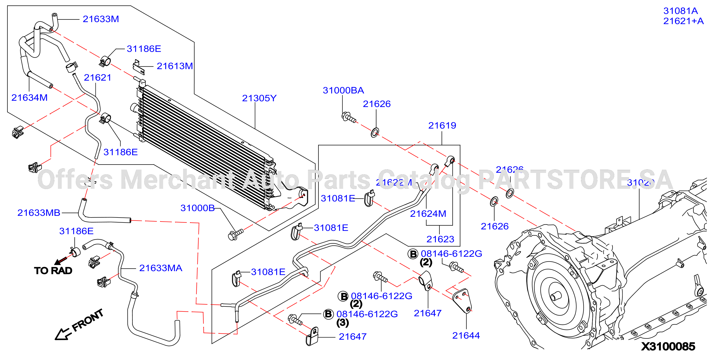 Auto Transmission Transaxle Fitting Oil Cooler Tube Parts