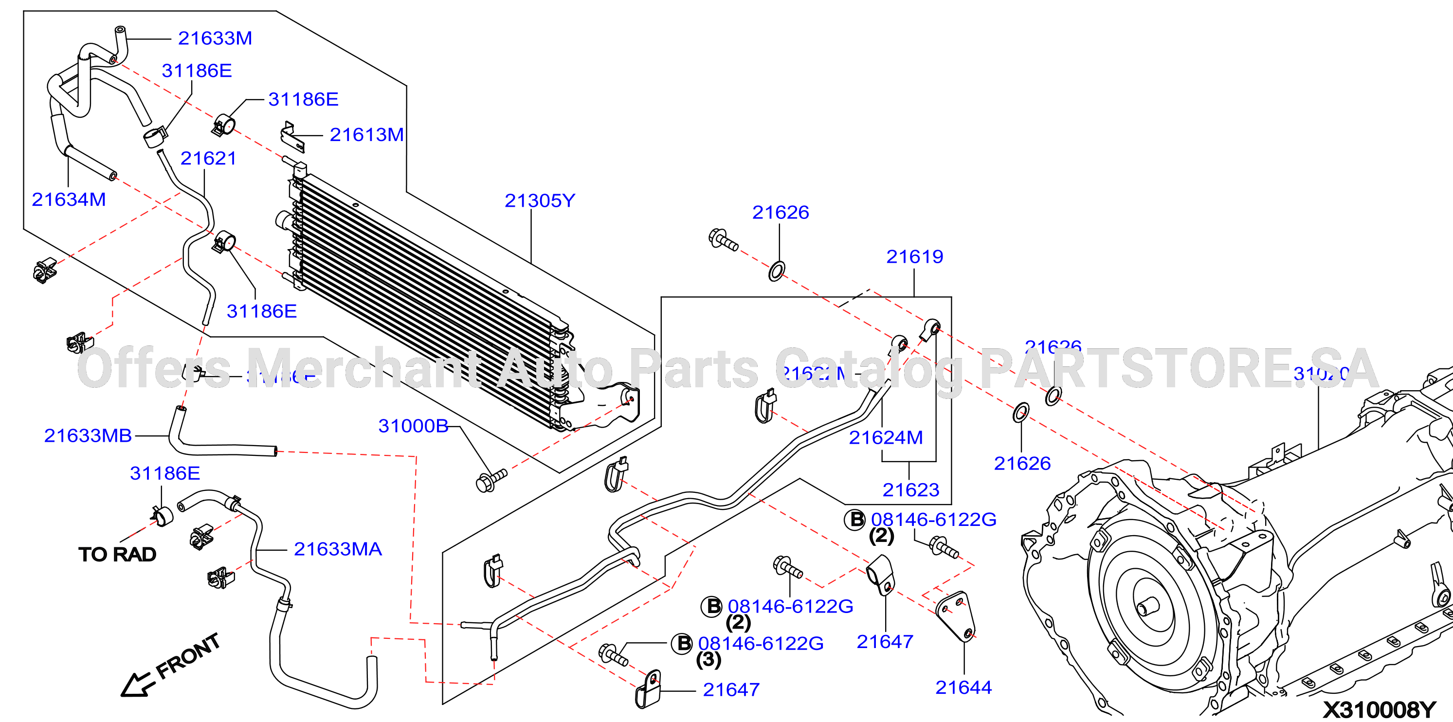 Auto Transmission Transaxle Fitting Oil Cooler Tube Parts