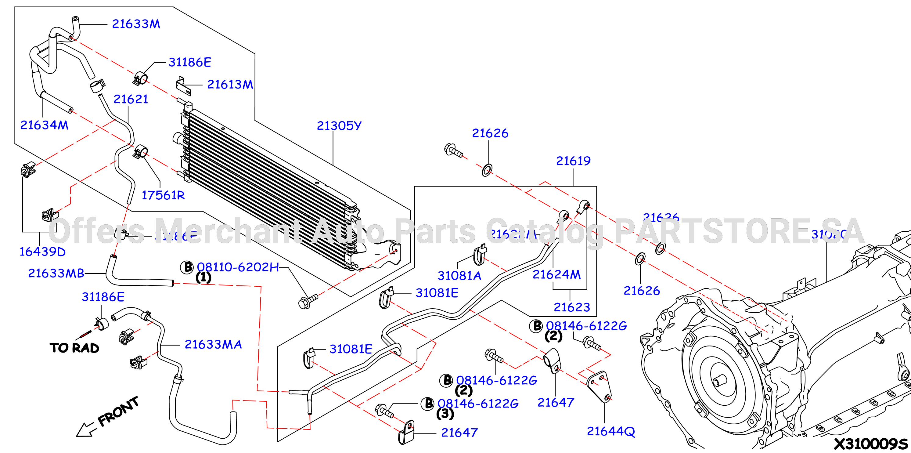 Auto Transmission Transaxle Fitting Oil Cooler Tube Parts