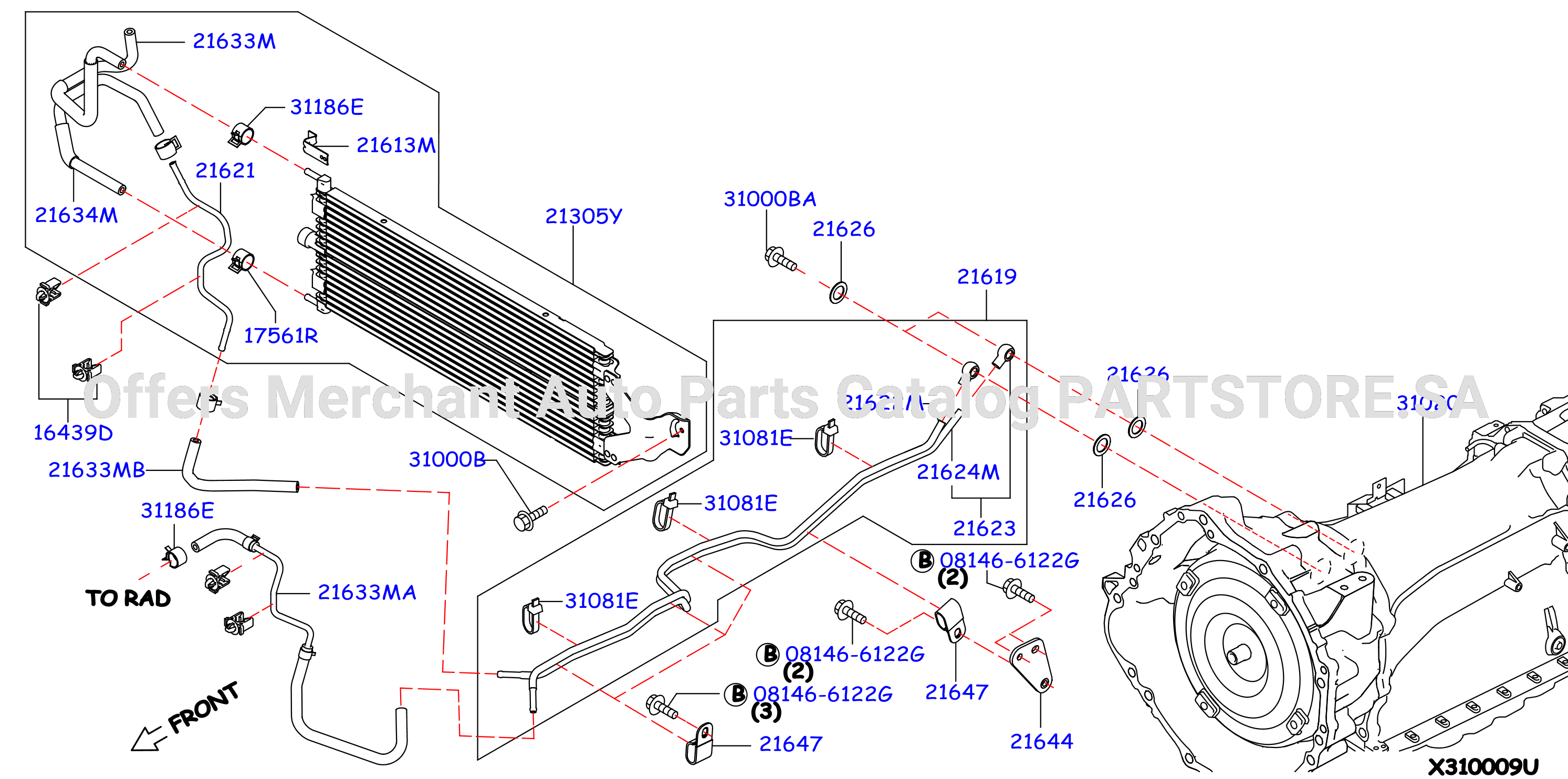 Auto Transmission Transaxle Fitting Oil Cooler Tube Parts