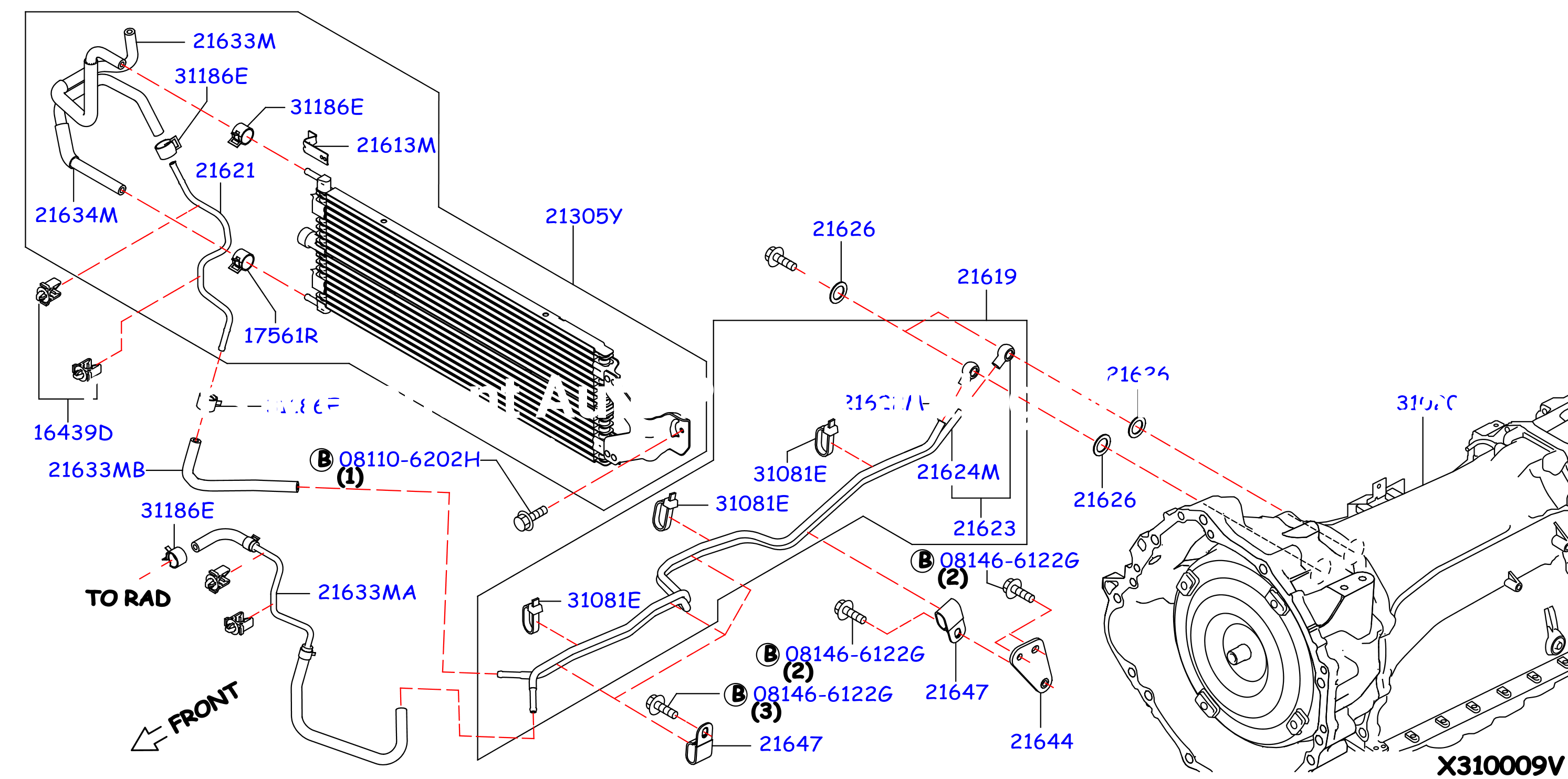 Auto Transmission Transaxle Fitting Oil Cooler Tube Parts