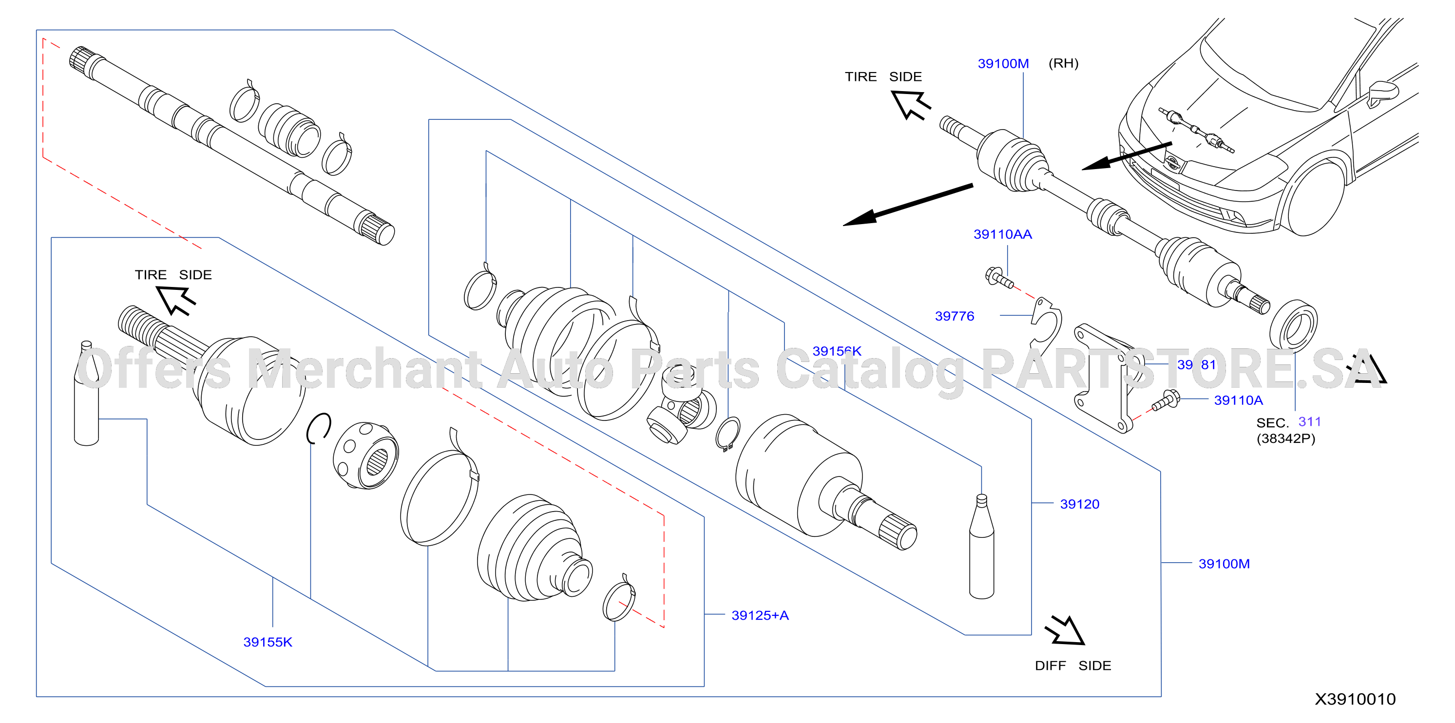 Front Drive Shaft Rh Side