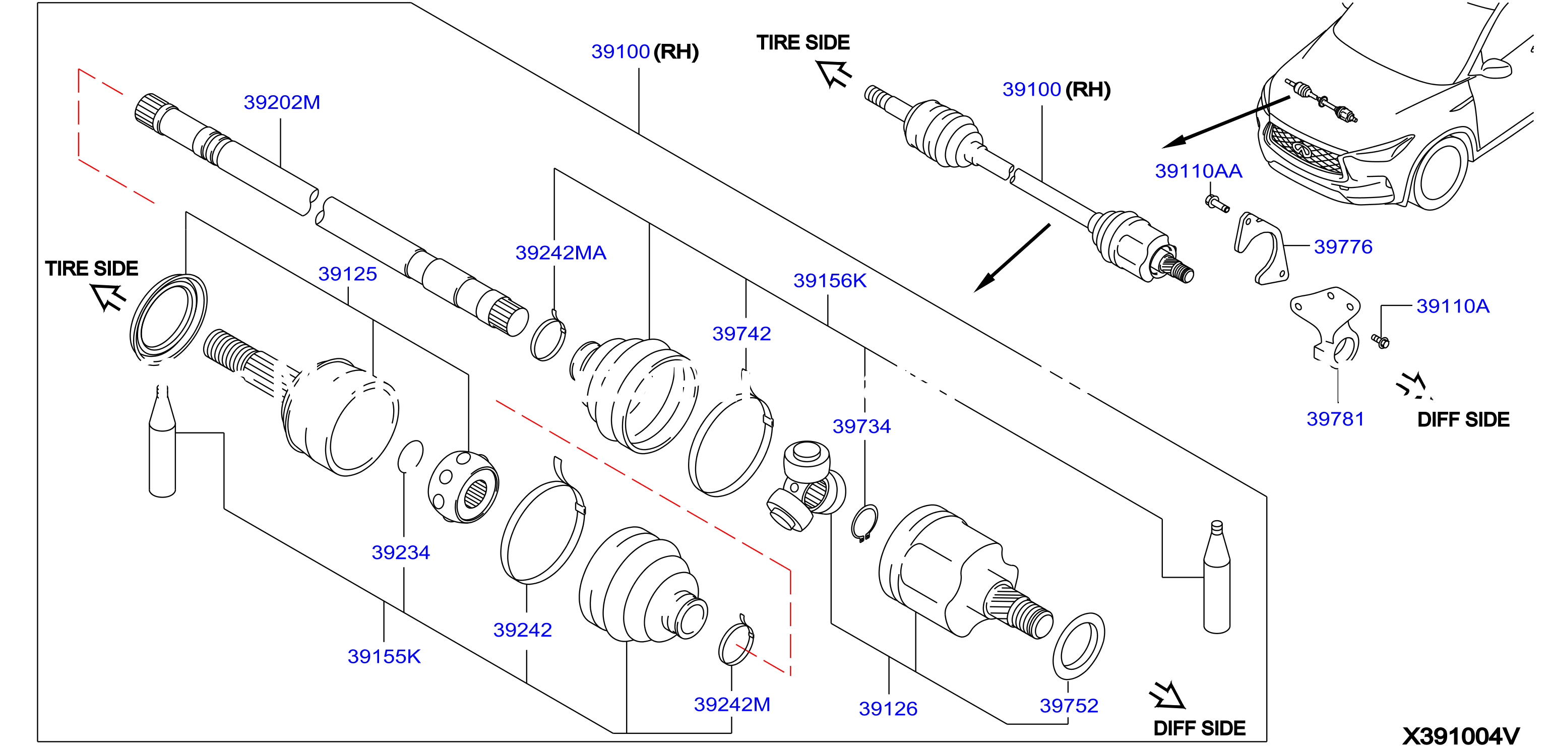 Front Drive Shaft Rh Side