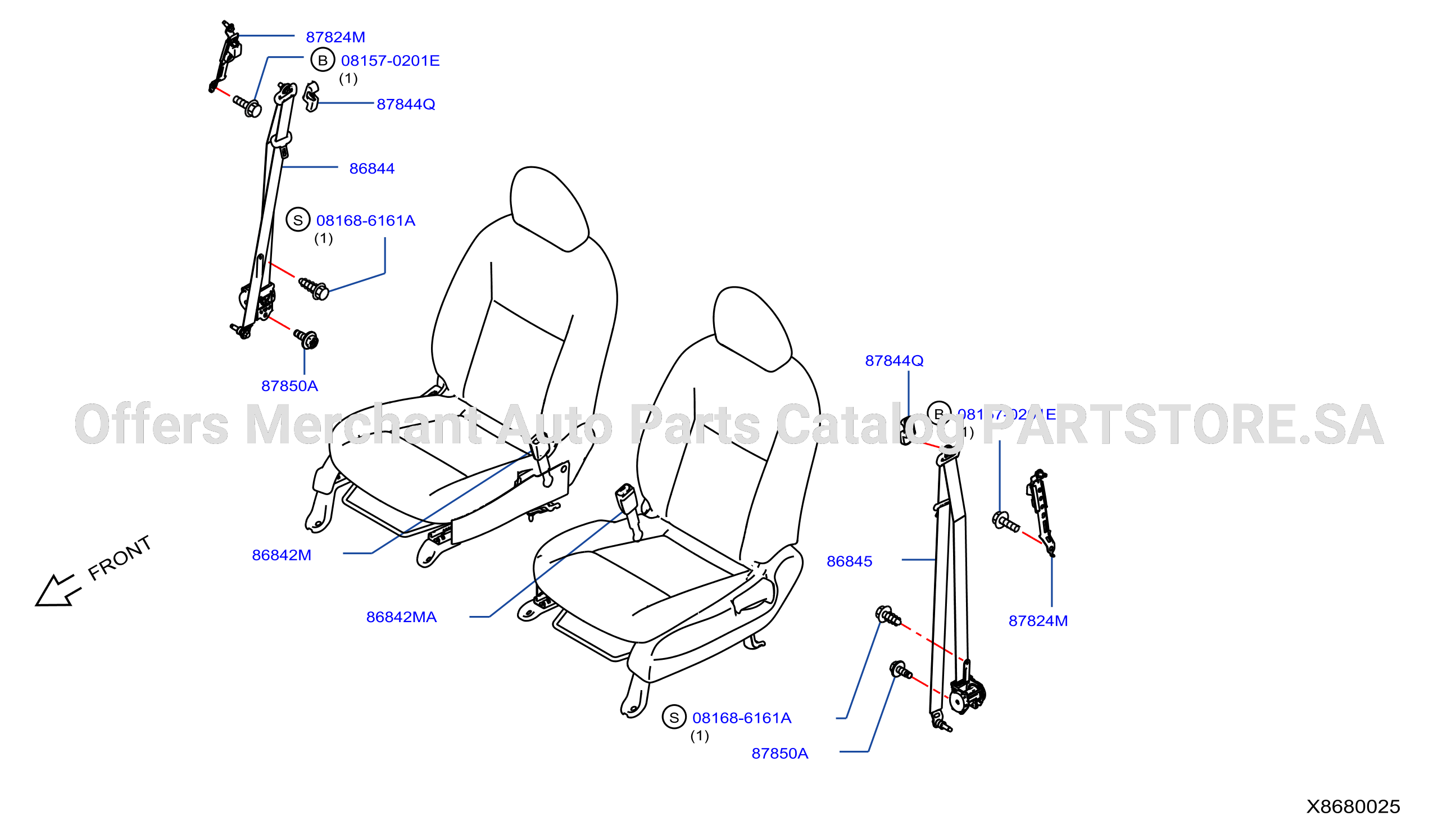 Front Seat Belt Separated Seats