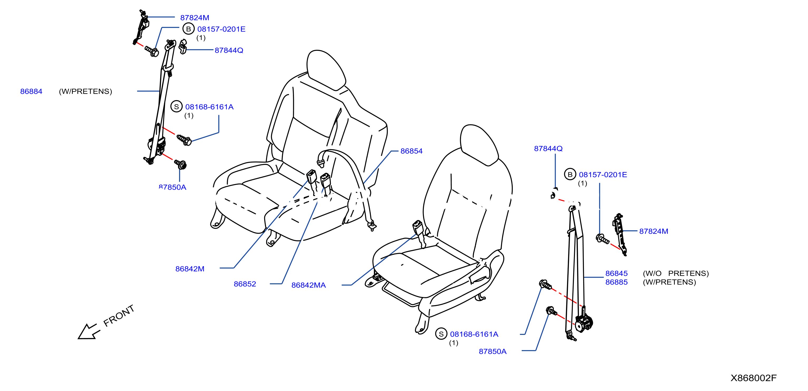 Front Seat Belt Bench Type Seat