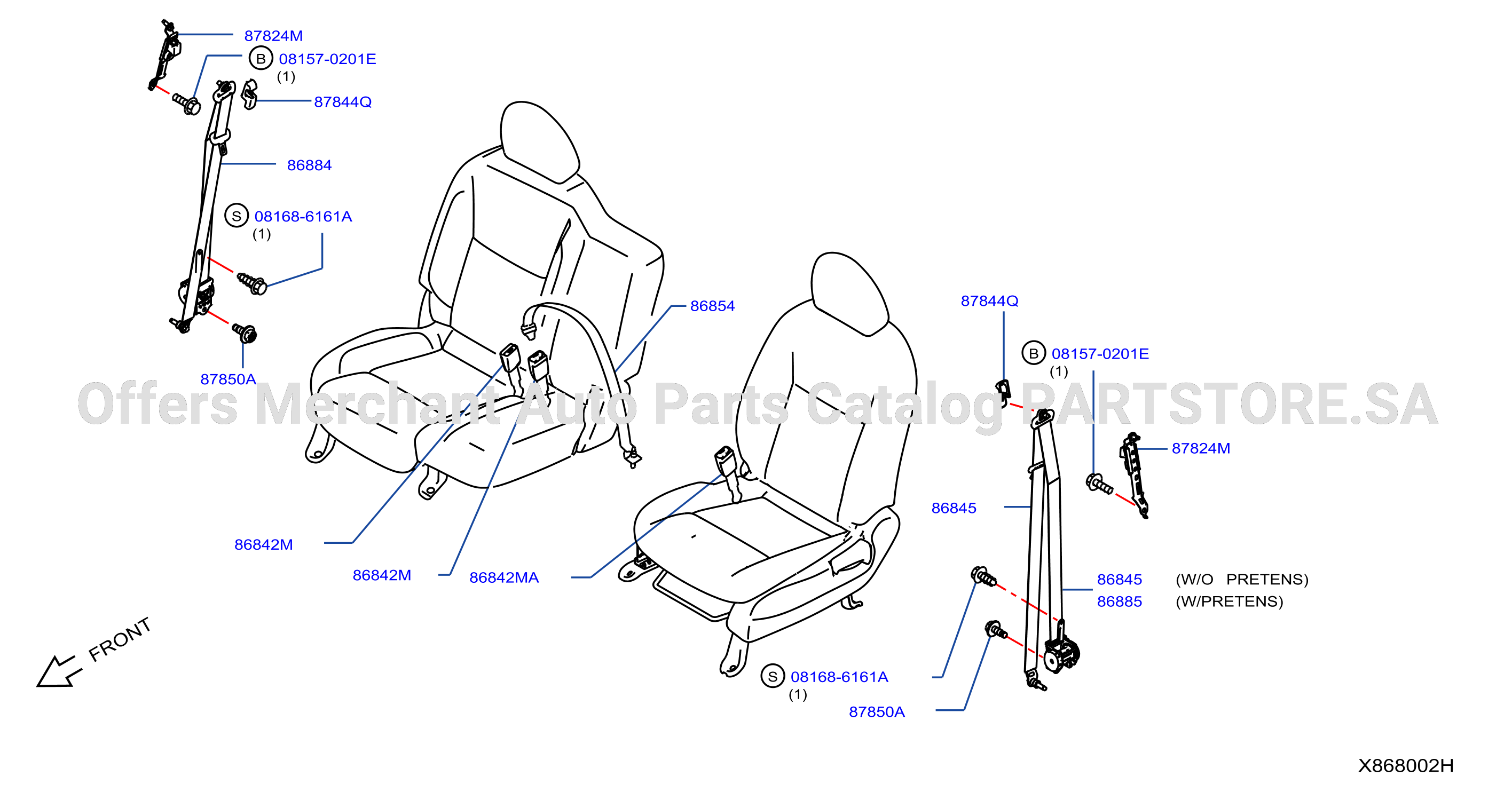 Front Seat Belt Bench Type Seat