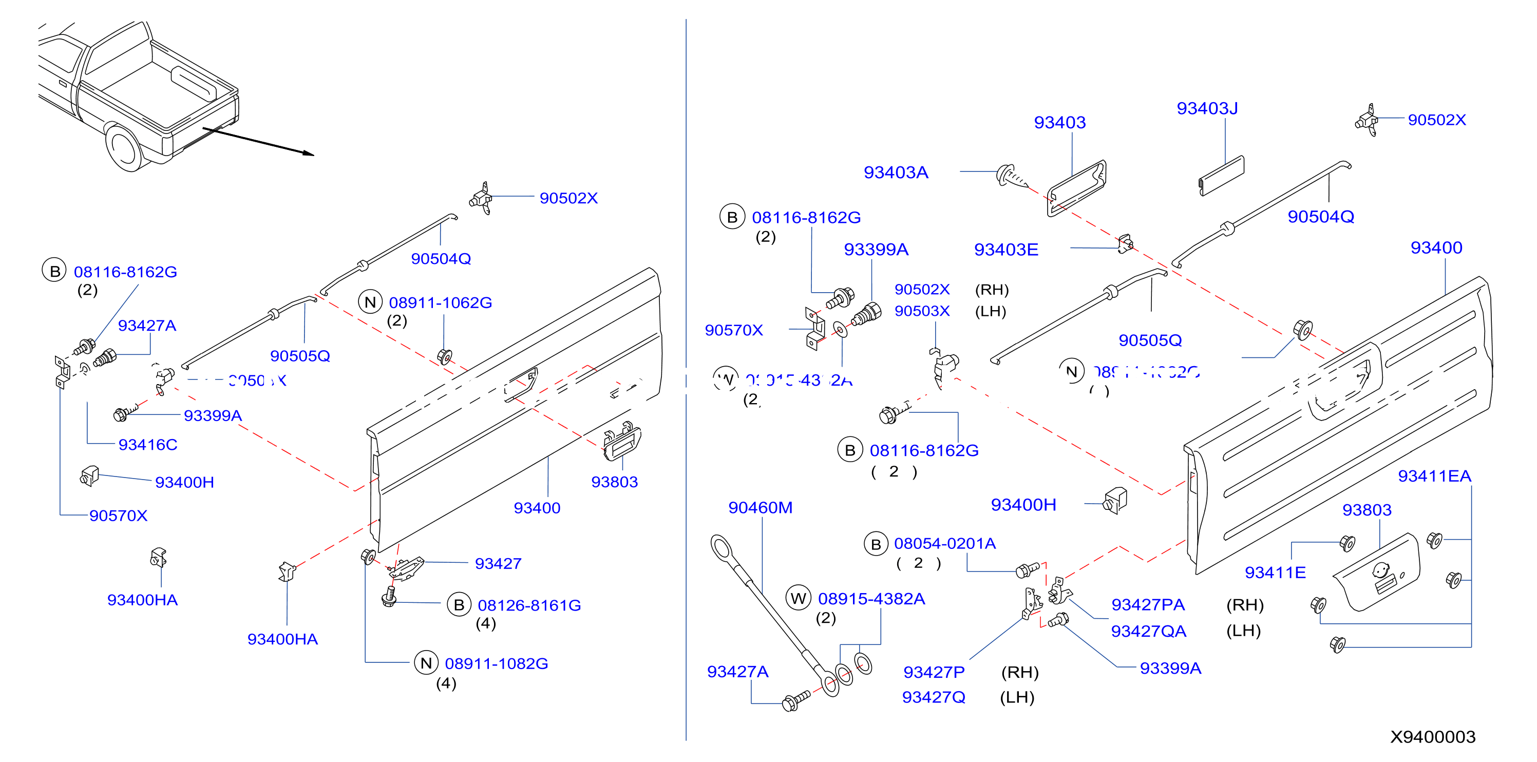 Rear Body Rear Gate Fitting Center Handle Type