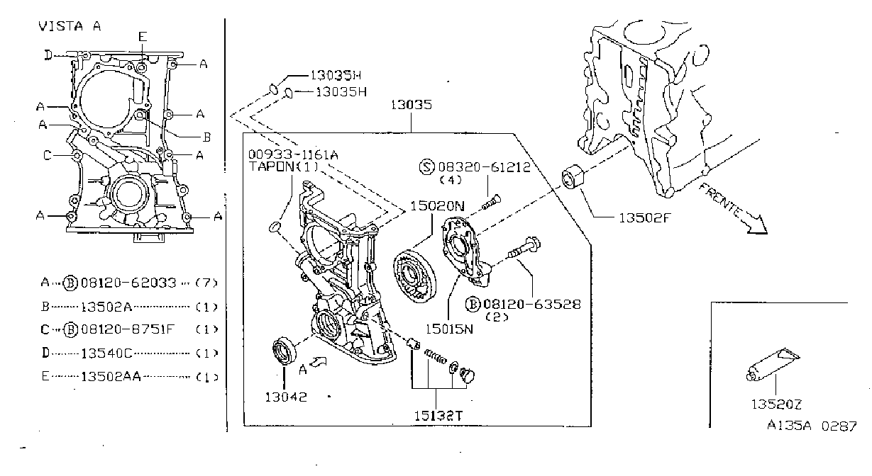 Front Cover Vacuum Pump Fitting
