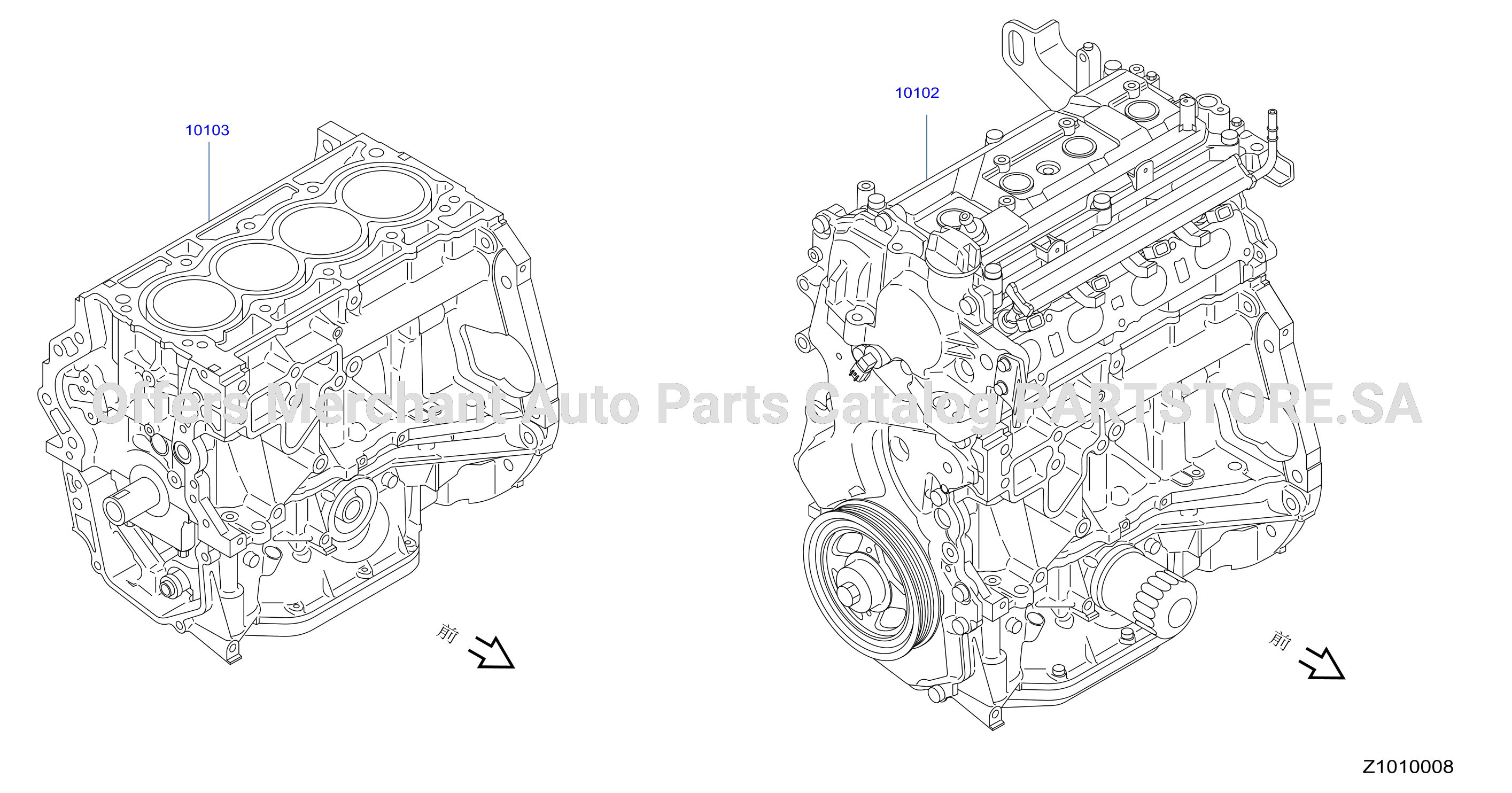 Bare Short Engine Assembly