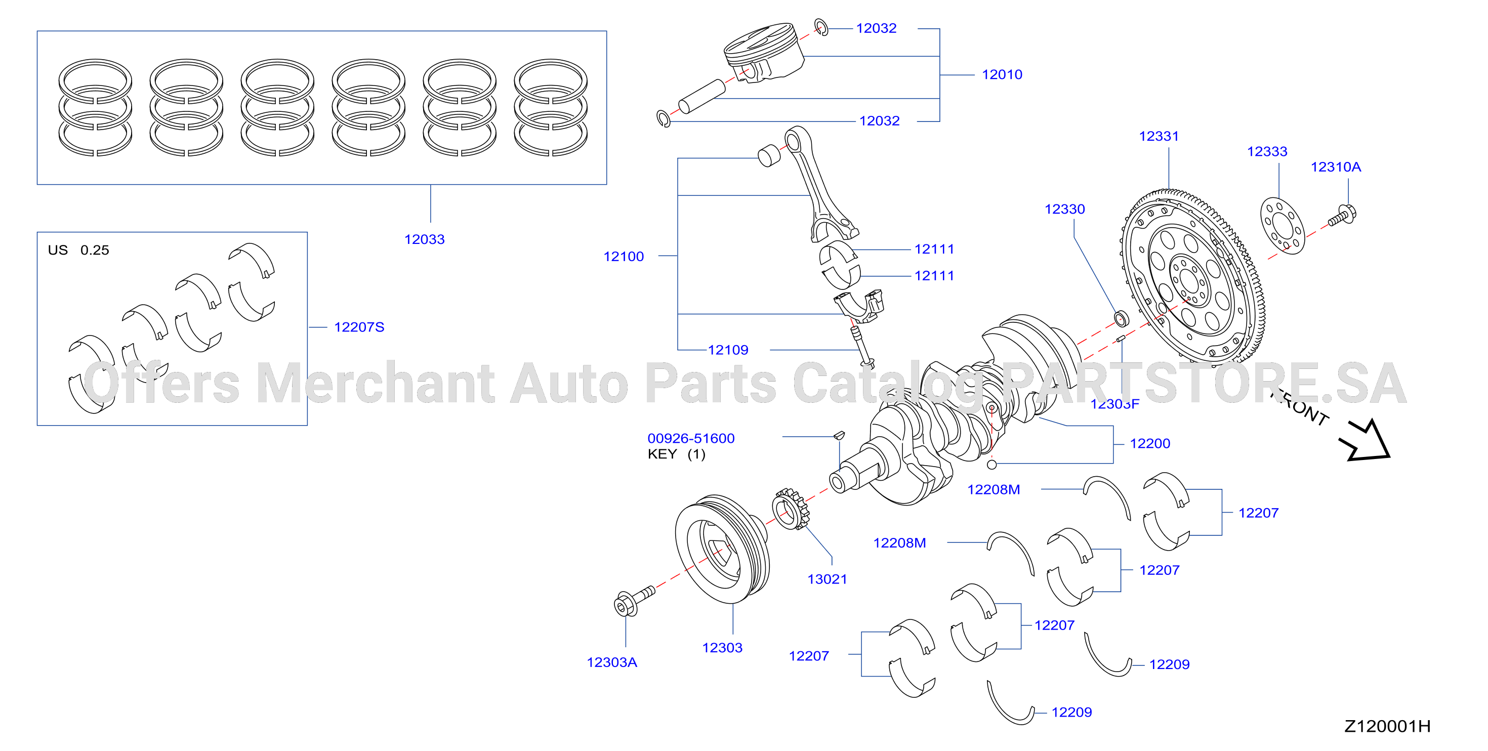 Piston Crankshaft Flywheel Illustration