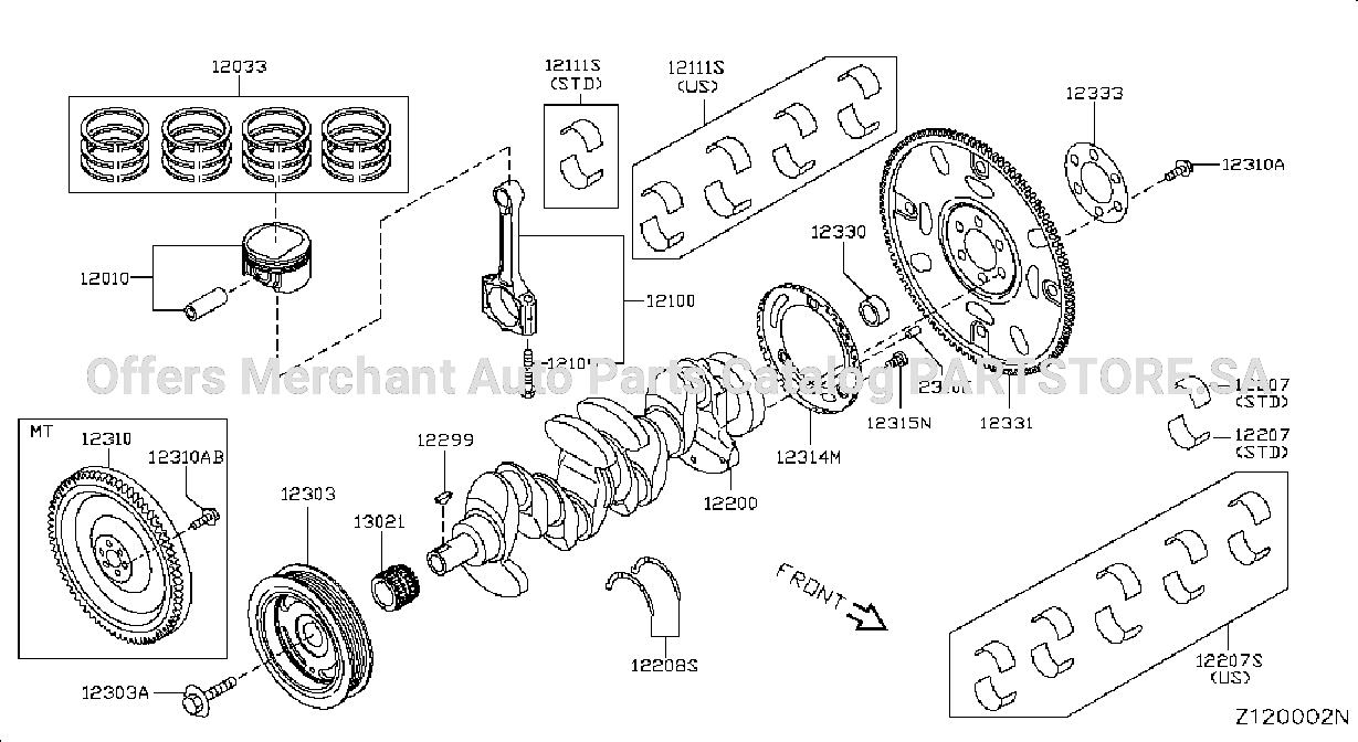 Piston Crankshaft Flywheel Illustration