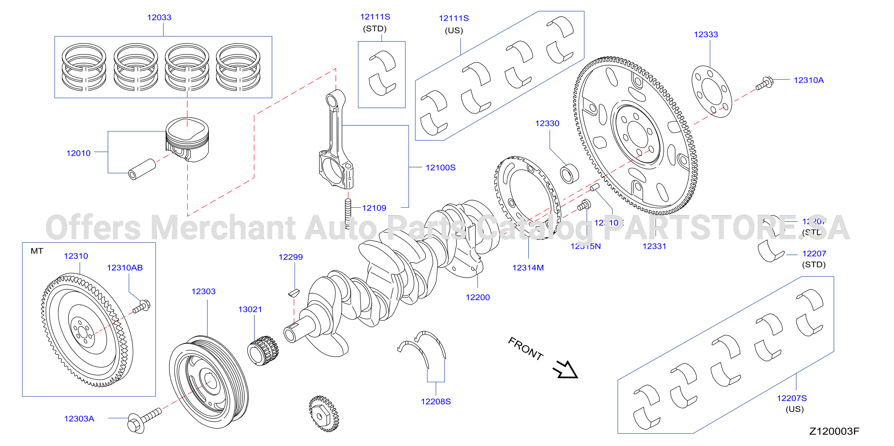 Piston Crankshaft Flywheel Illustration