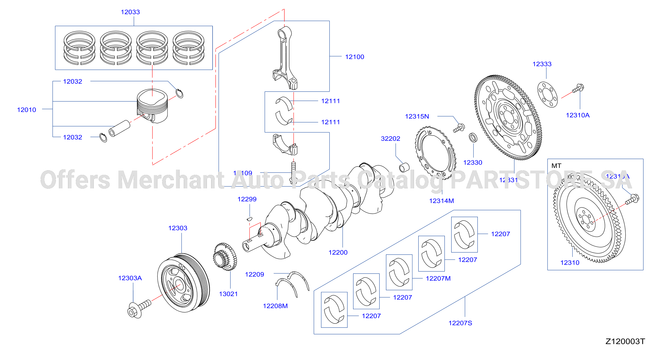 Piston Crankshaft Flywheel Illustration
