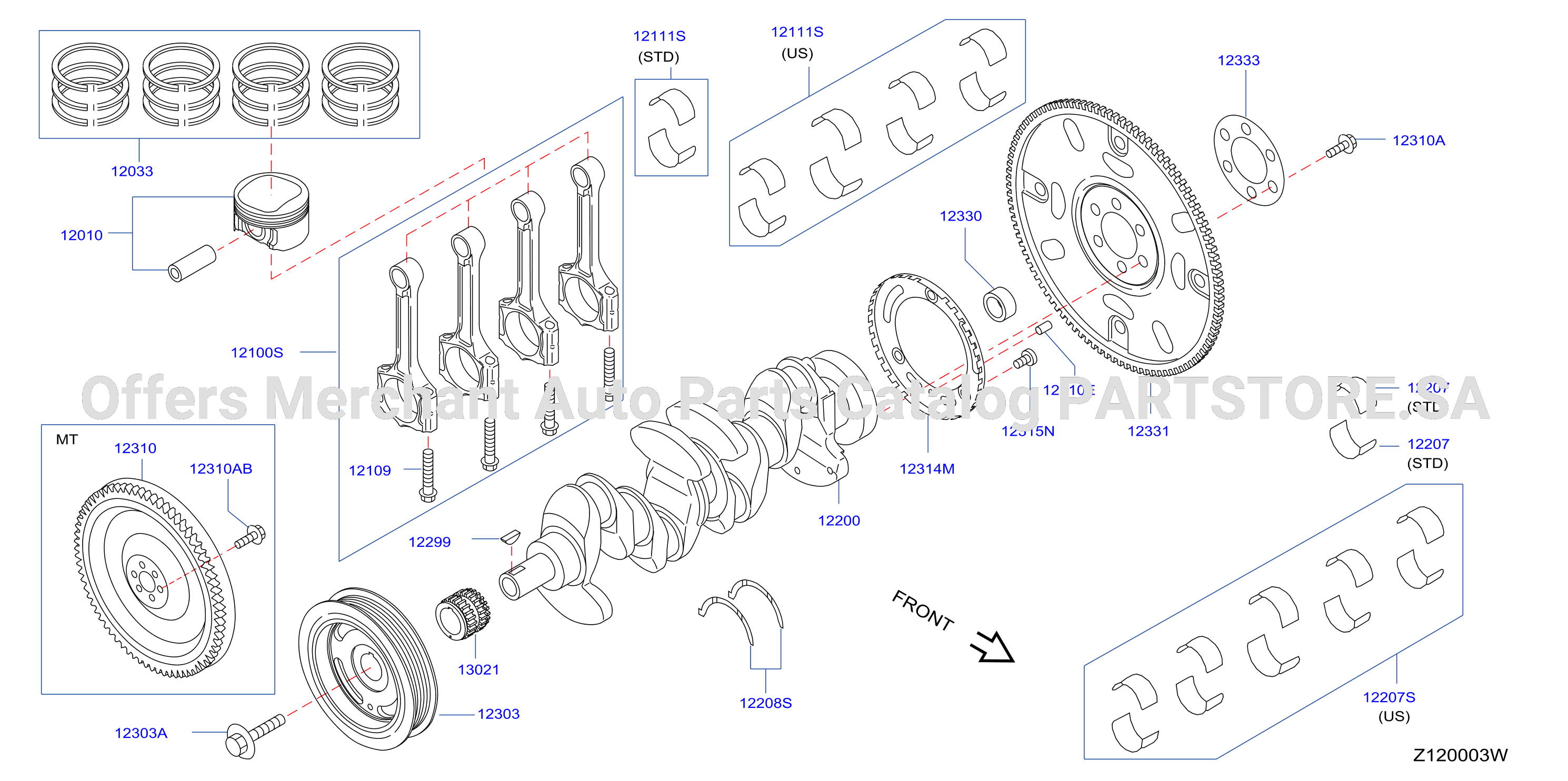 Piston Crankshaft Flywheel Illustration