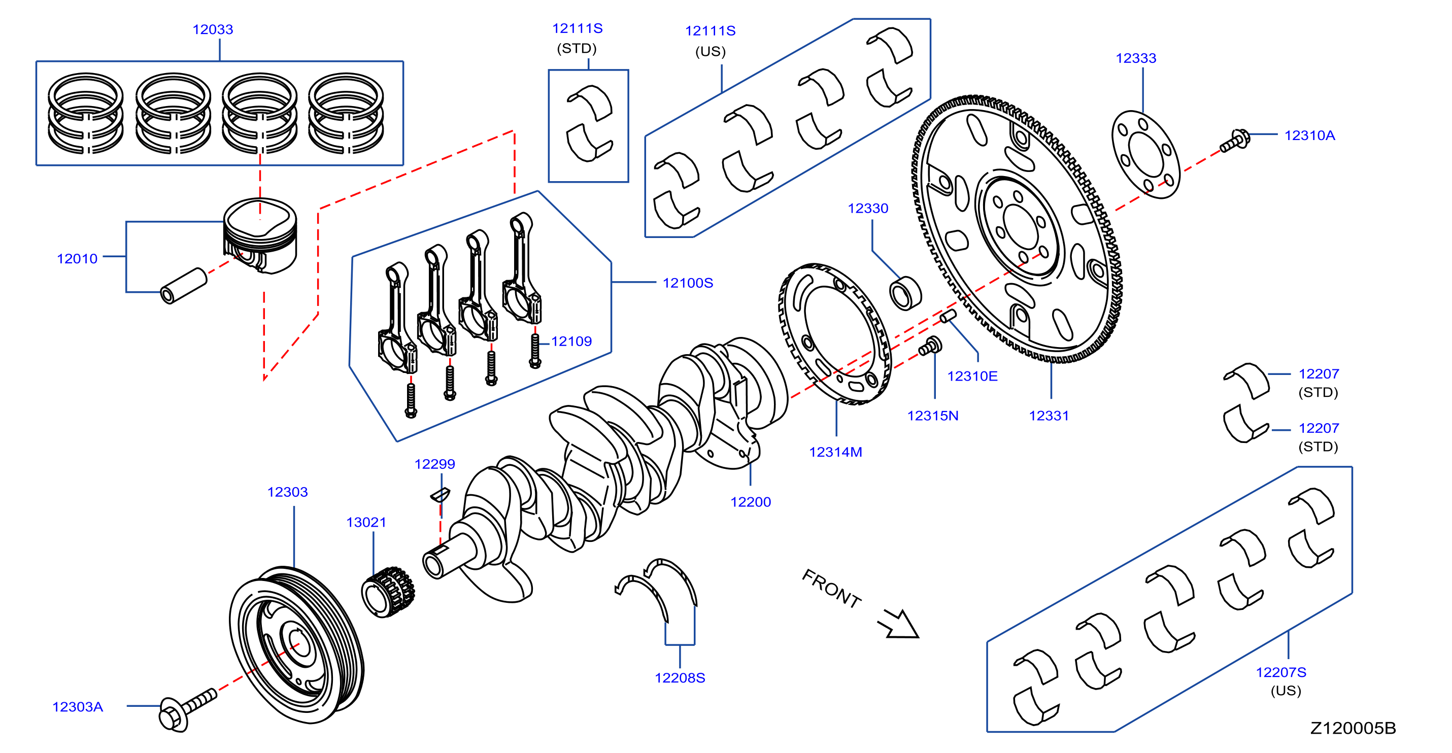 Piston Crankshaft Flywheel