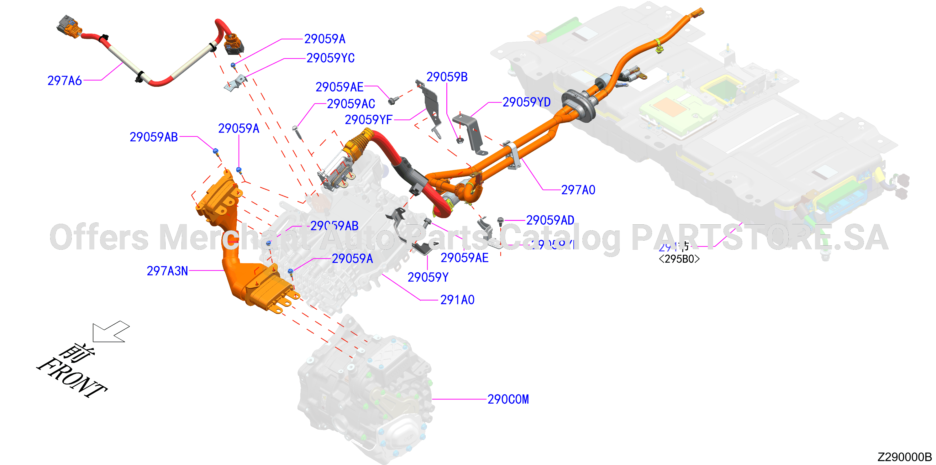 Electric Vehicle Drive System Hv Cable Fr