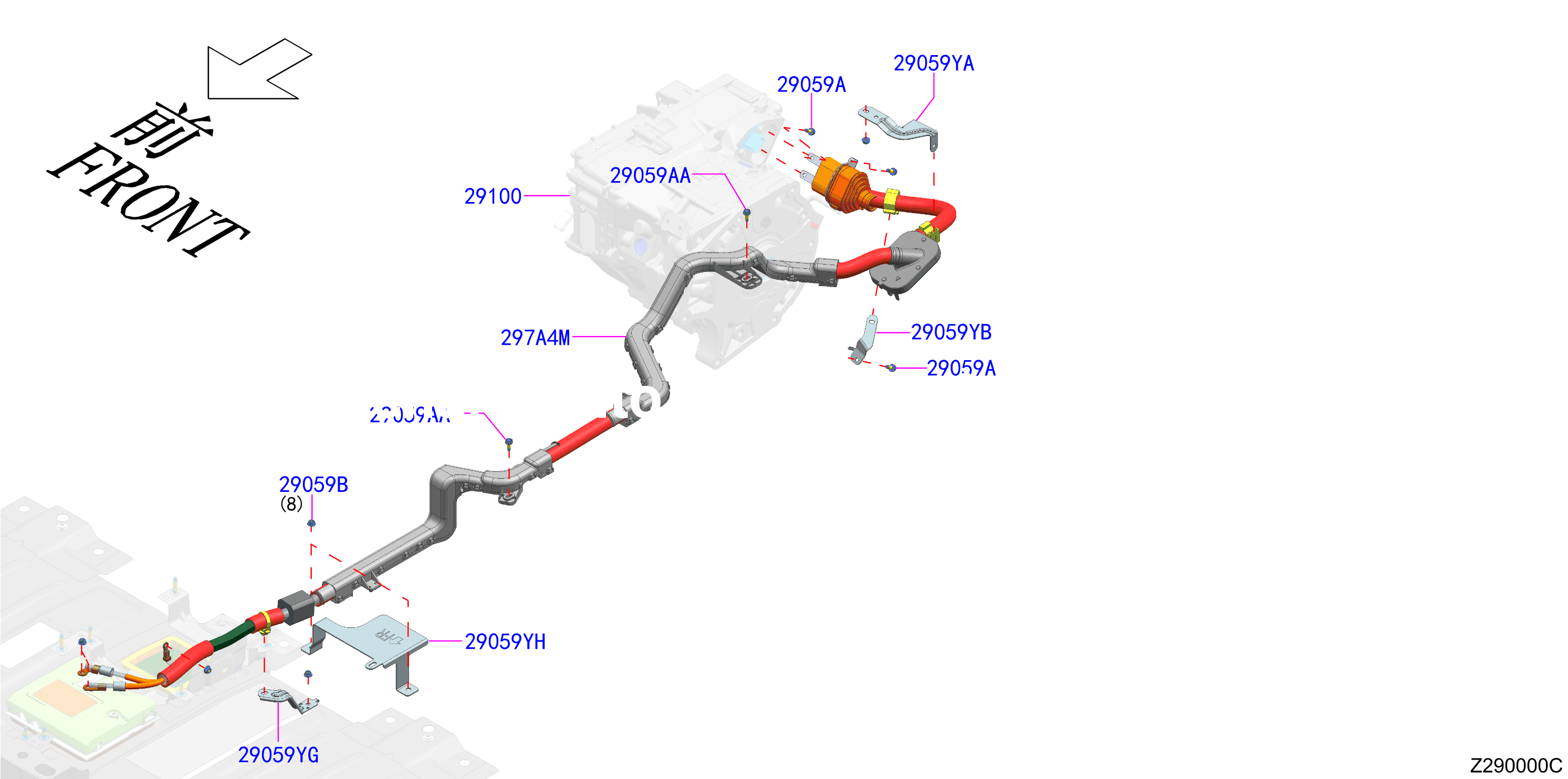 Electric Vehicle Drive System Hv Cable Rr
